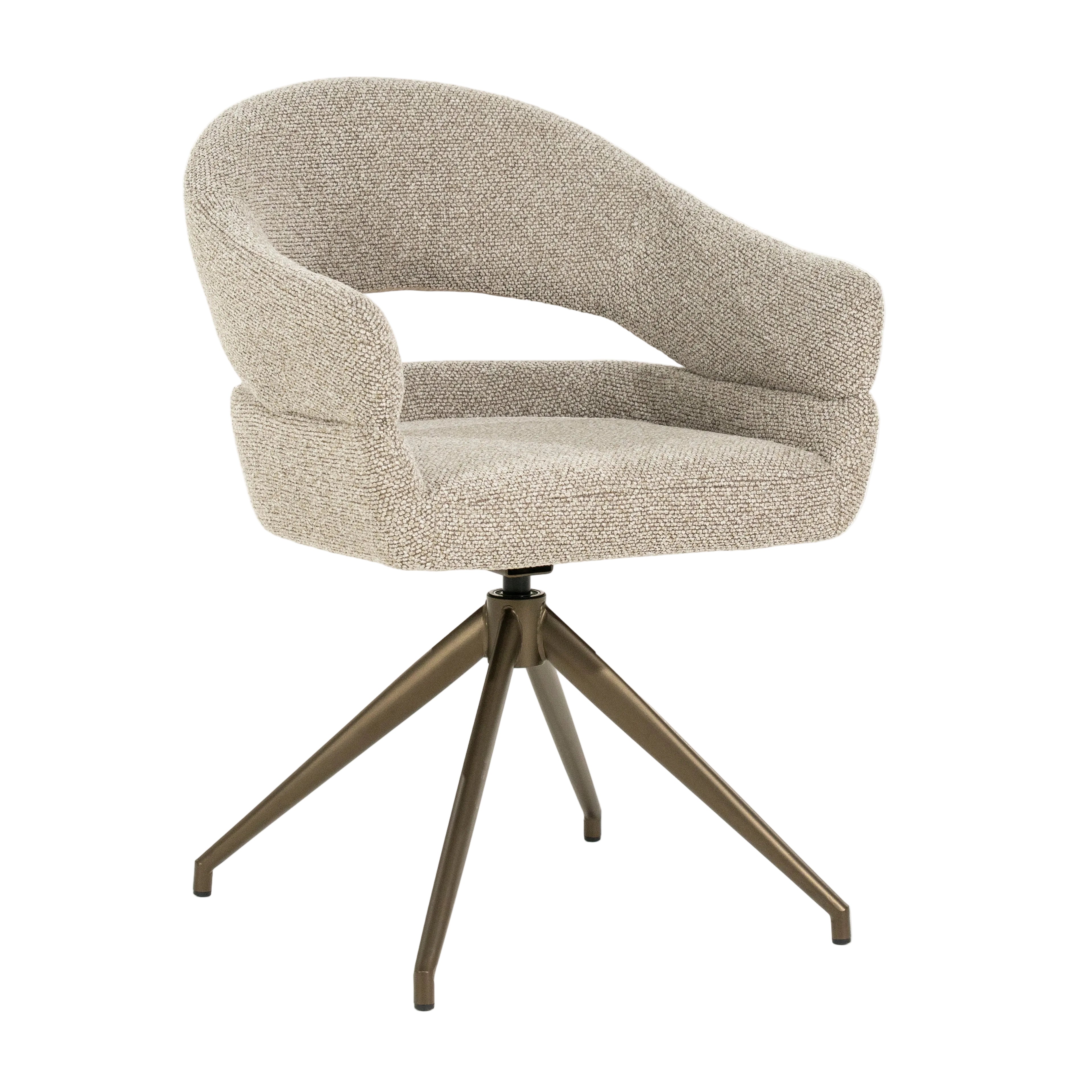 HAILEY taupe swivel chair with dark brown base