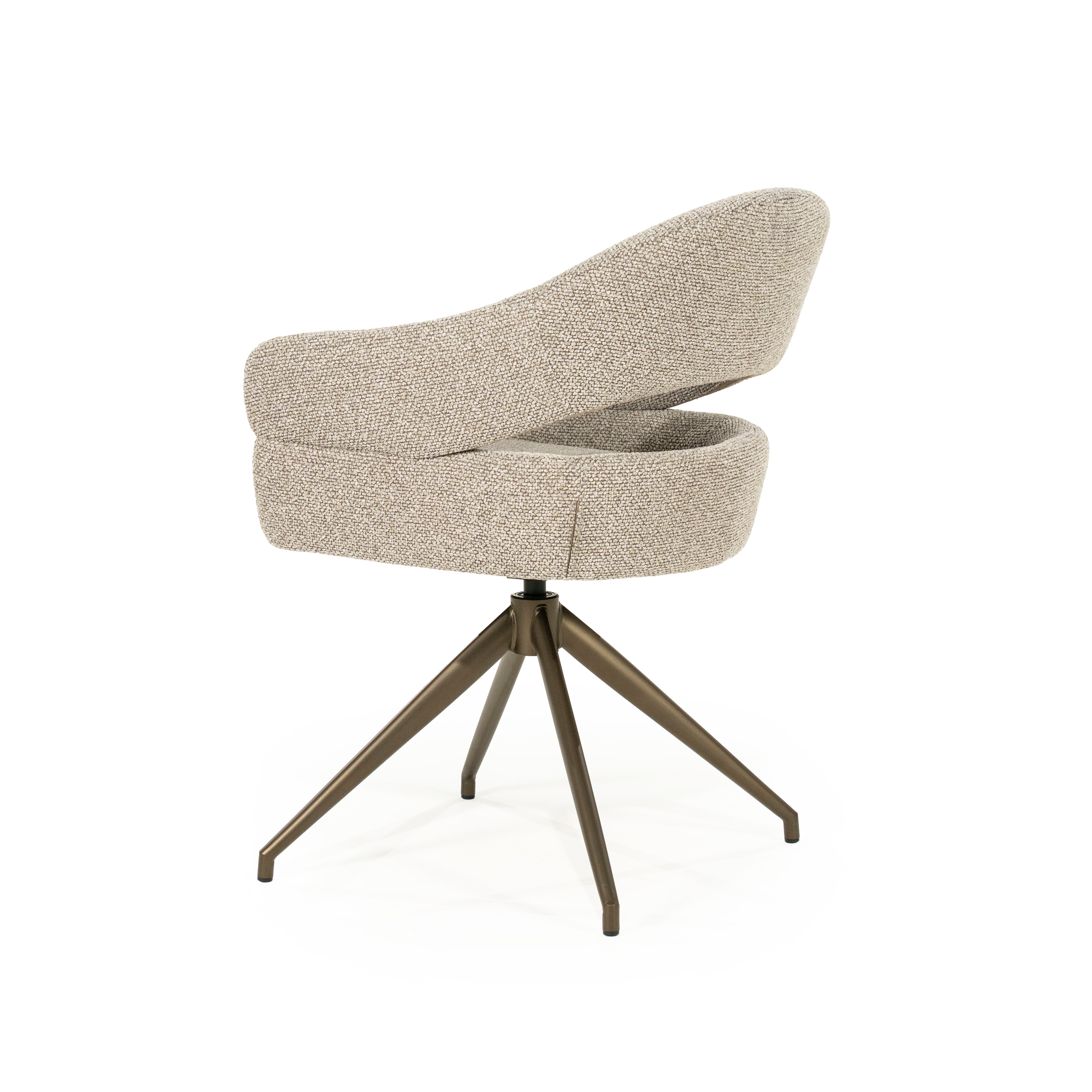 HAILEY taupe swivel chair with dark brown base