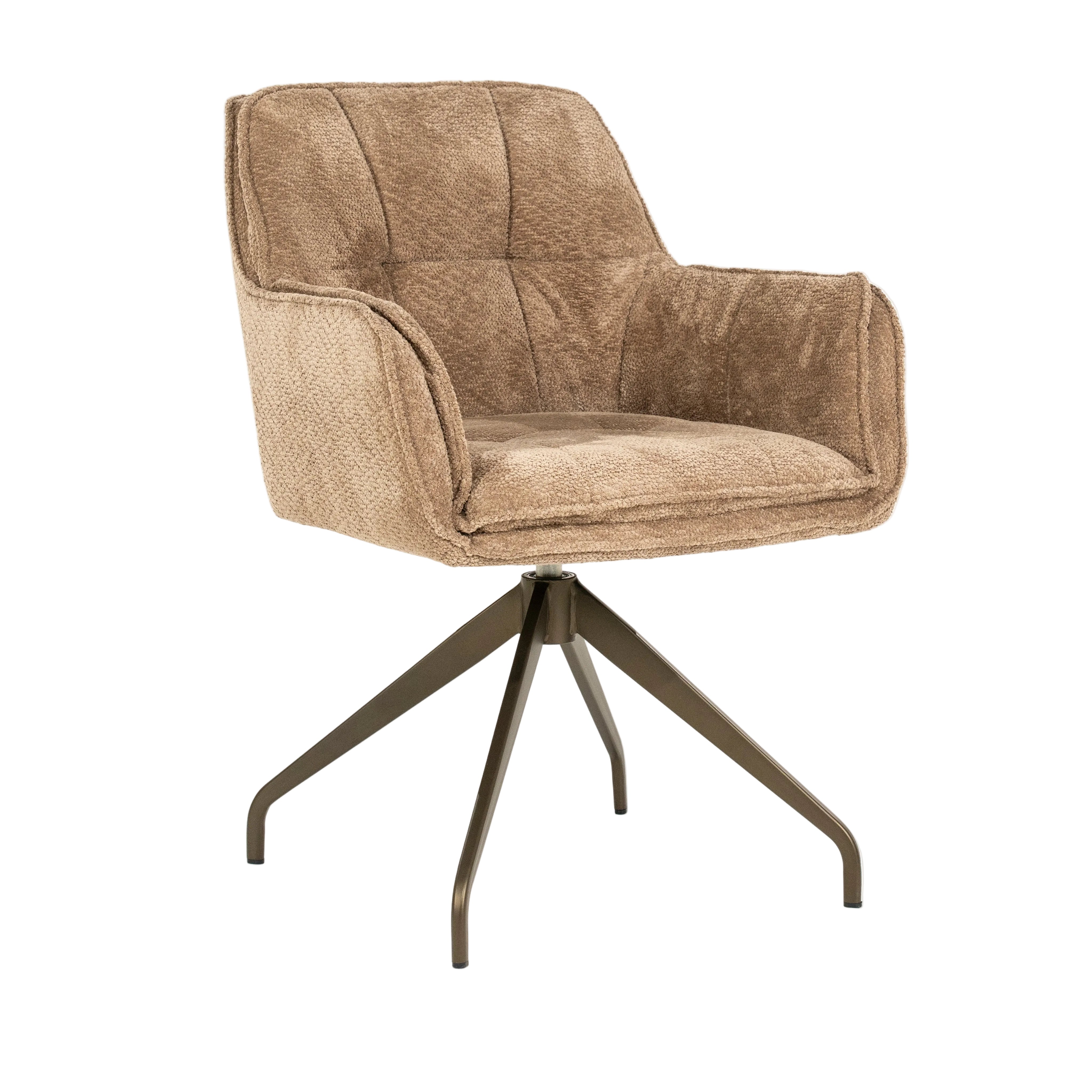 HUGO taupe swivel chair with dark brown base