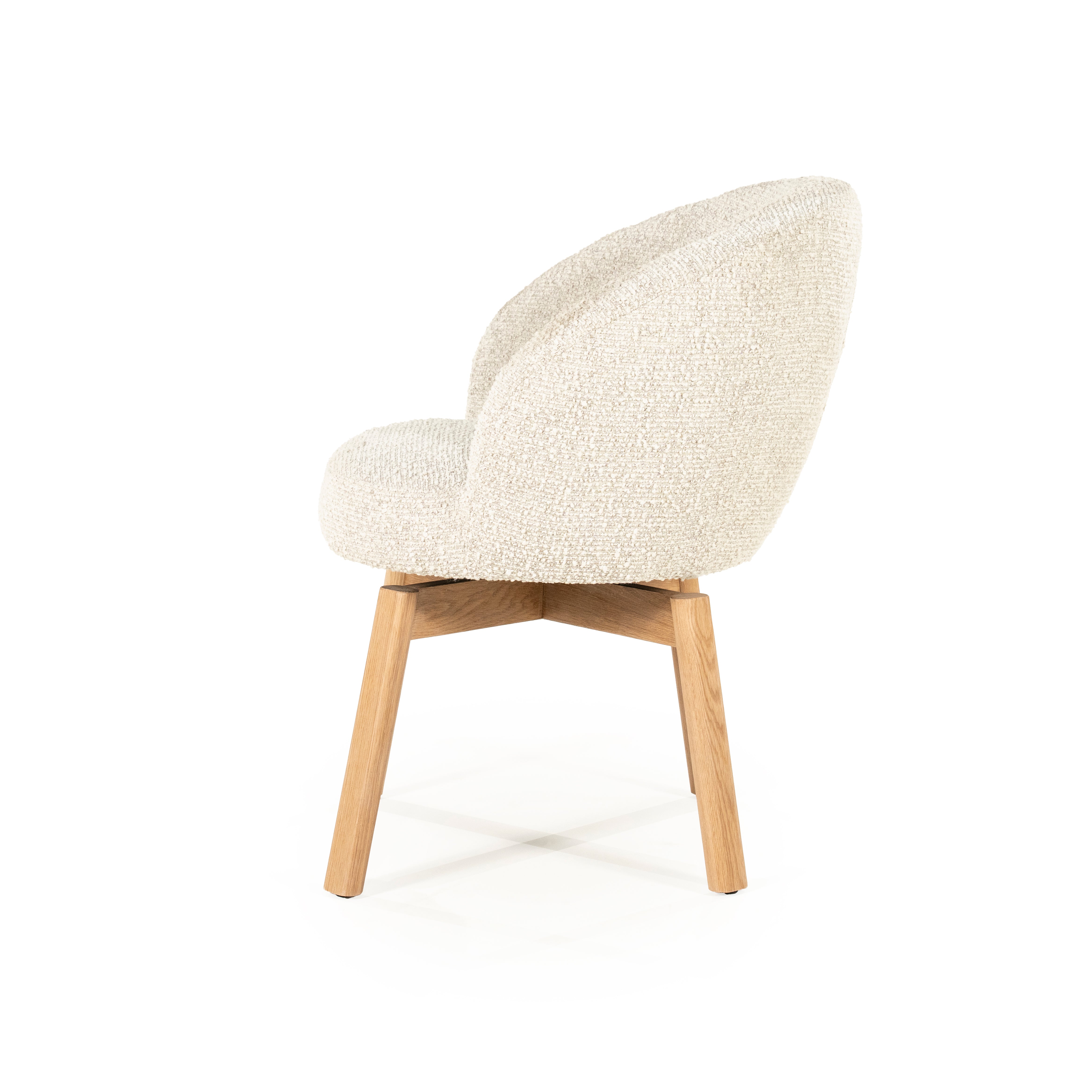 LIVIA cream swivel chair with wooden base