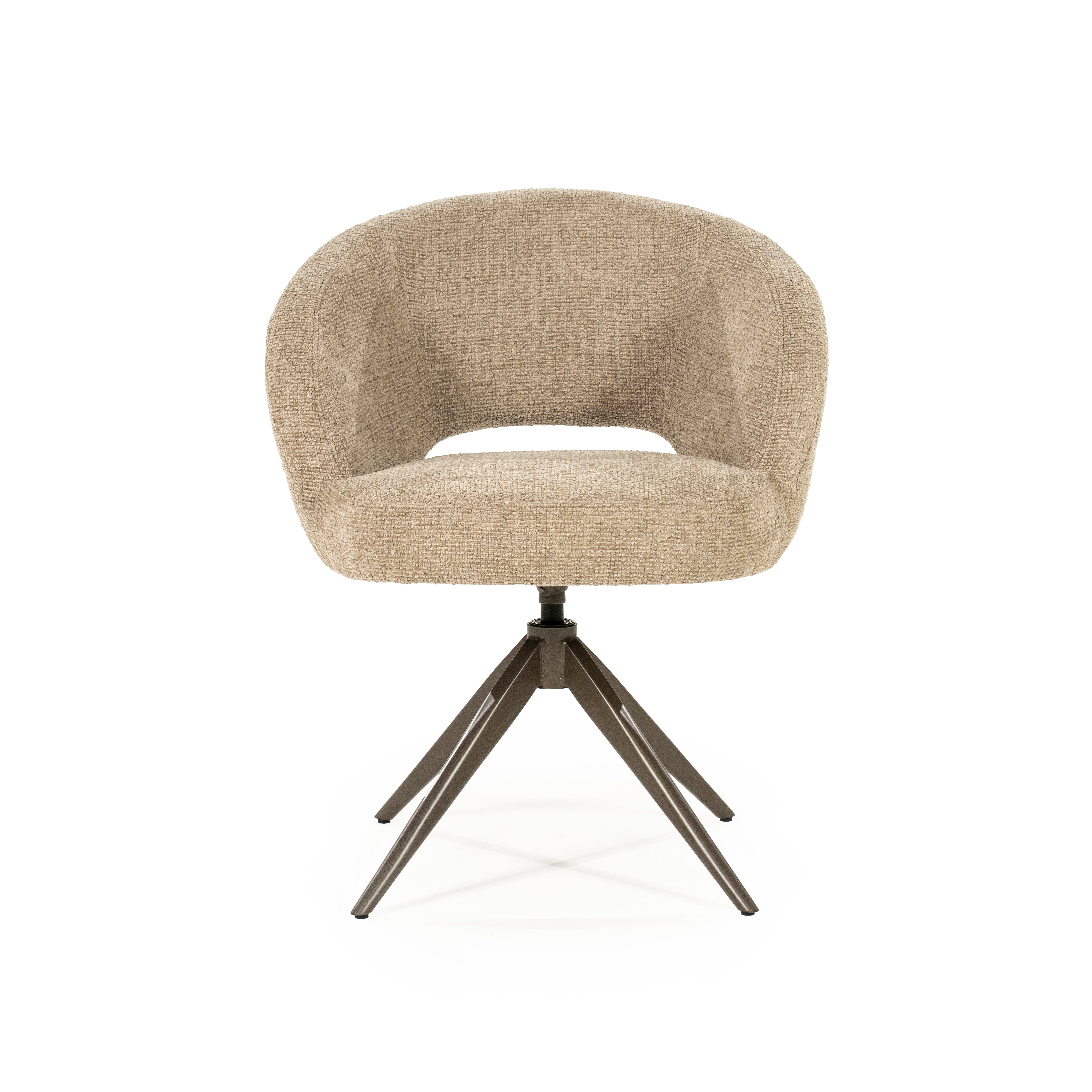 ALISSA taupe swivel chair with dark brown base