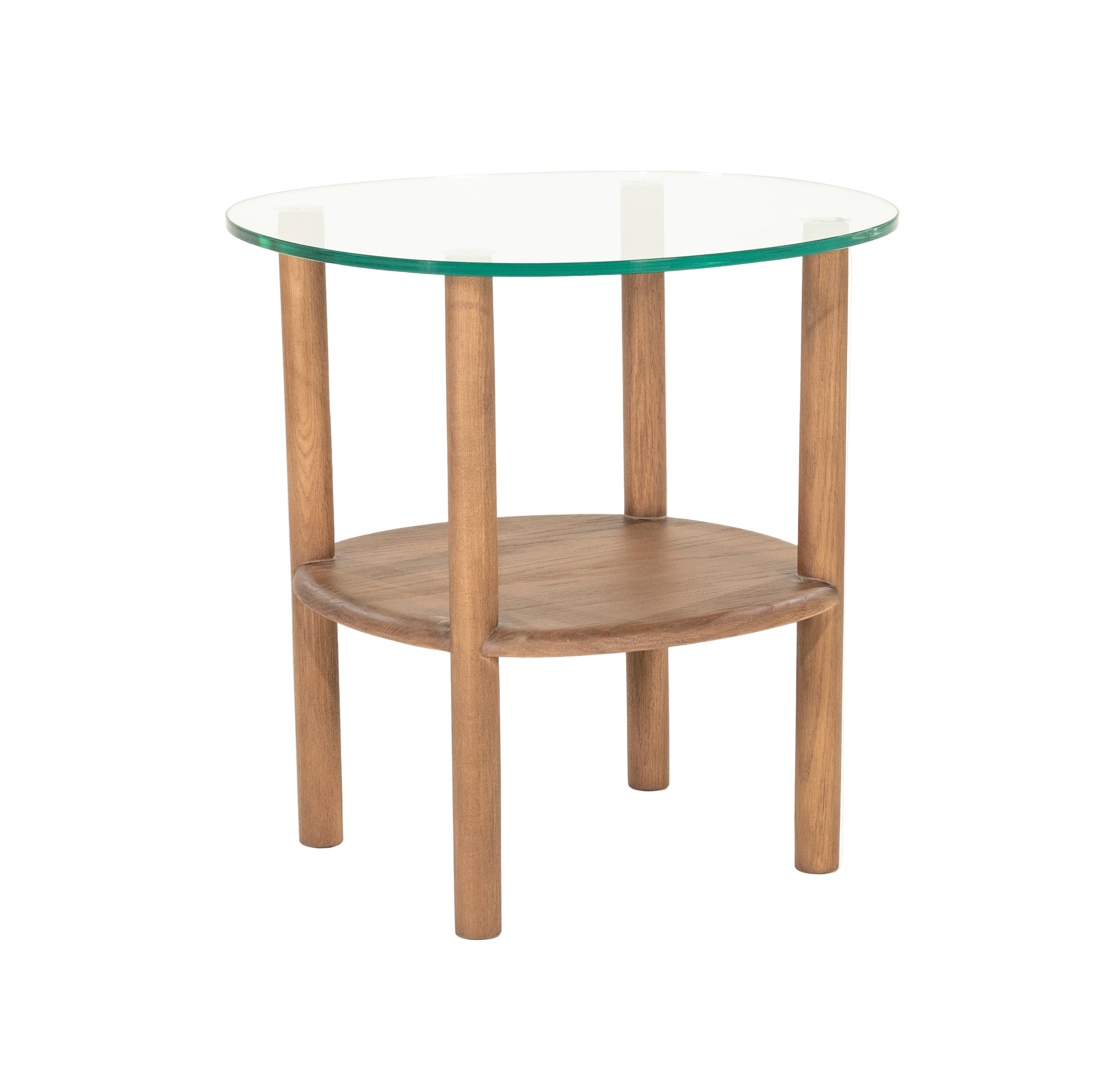 CLEO Side Table Dark Oak Wood with Glass Top