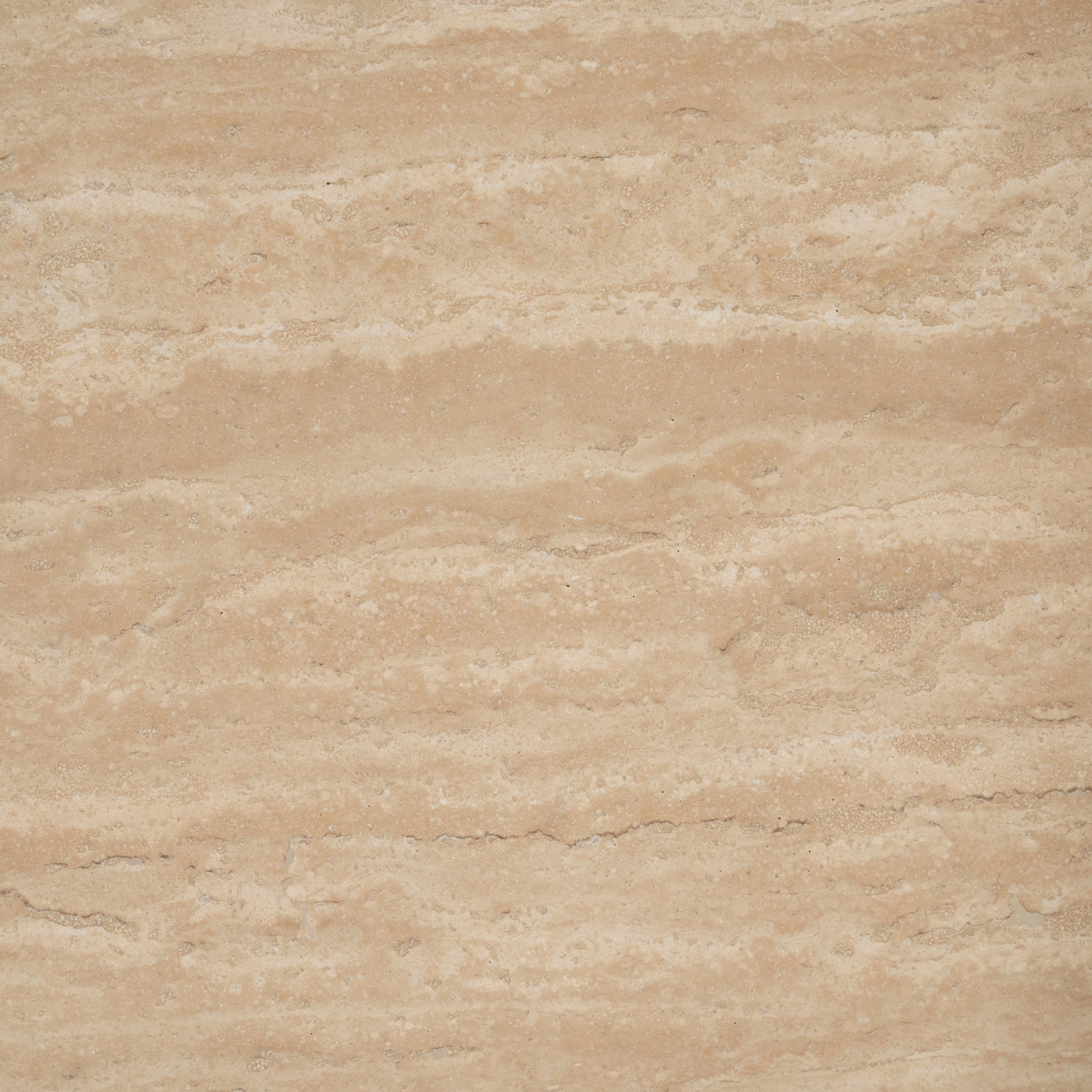LOVA round table in travertine with an oak base
