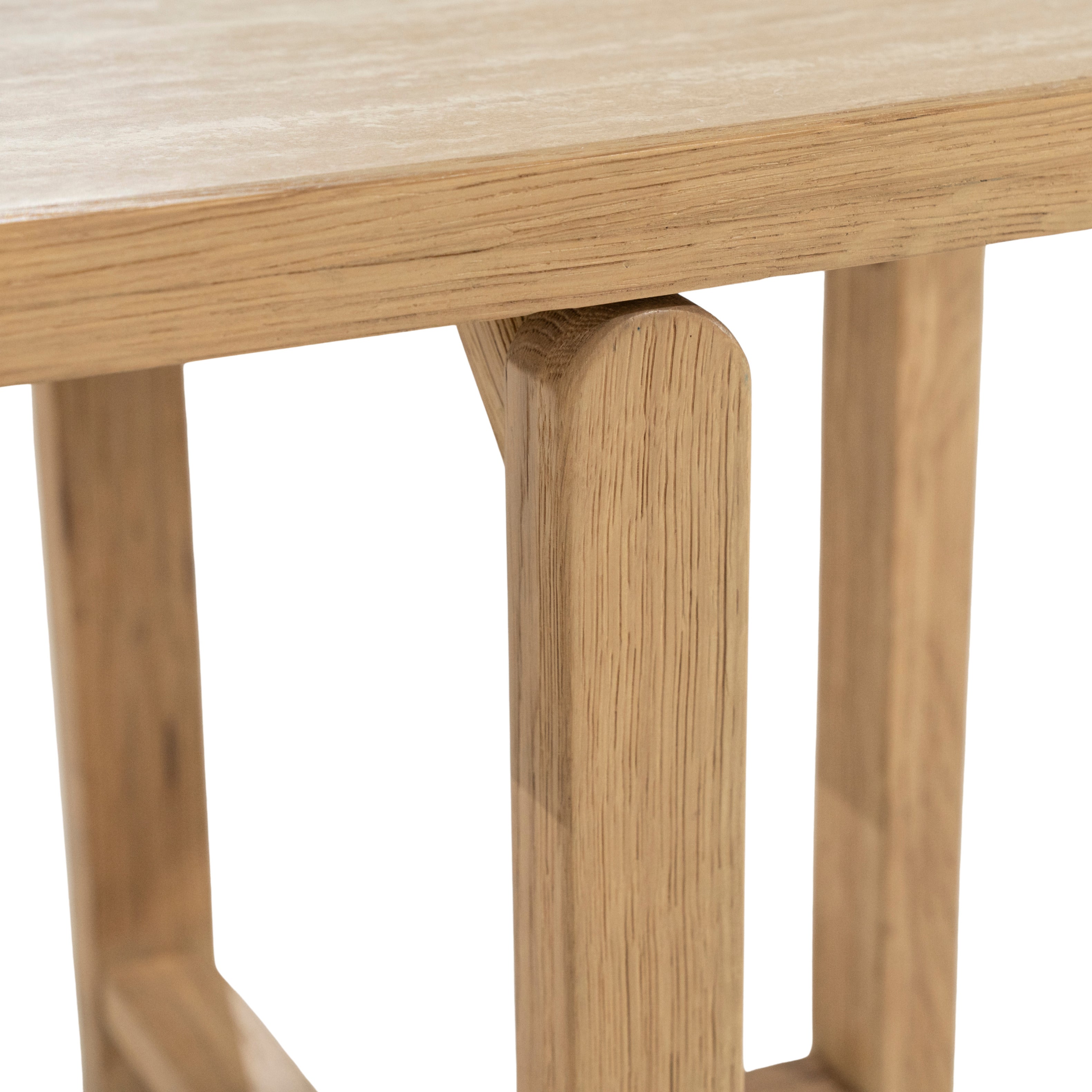 VIDAR side table in travertine with an oak base