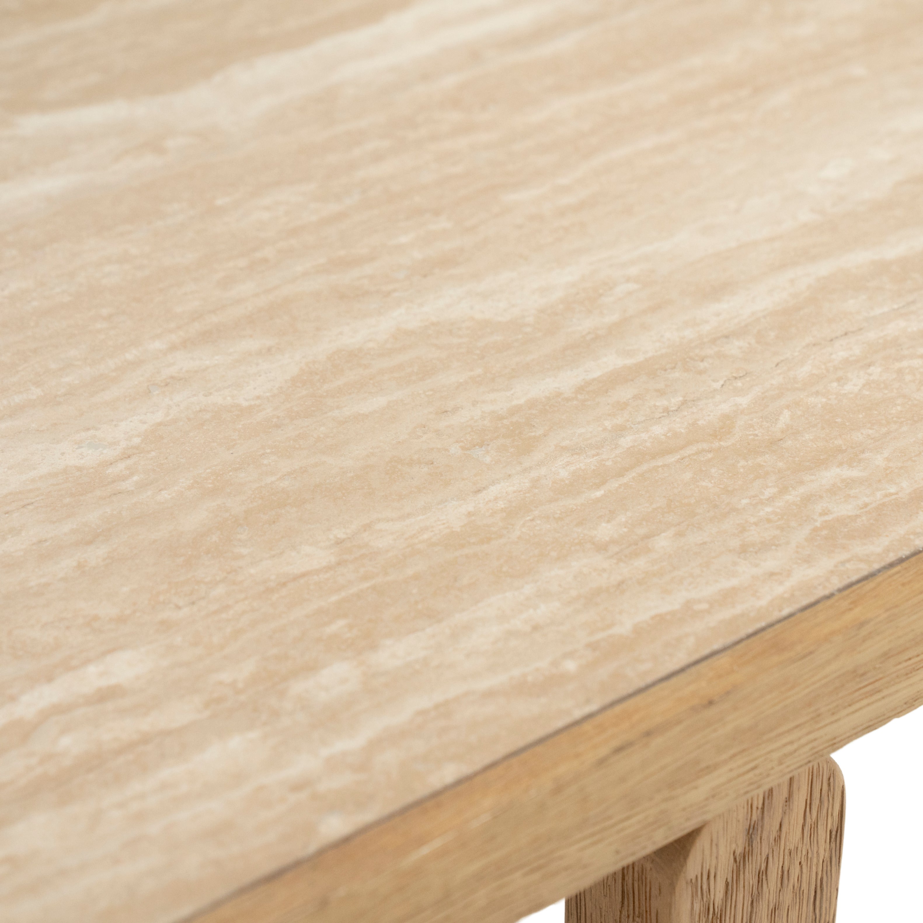 VIDAR coffee table in travertine with an oak base