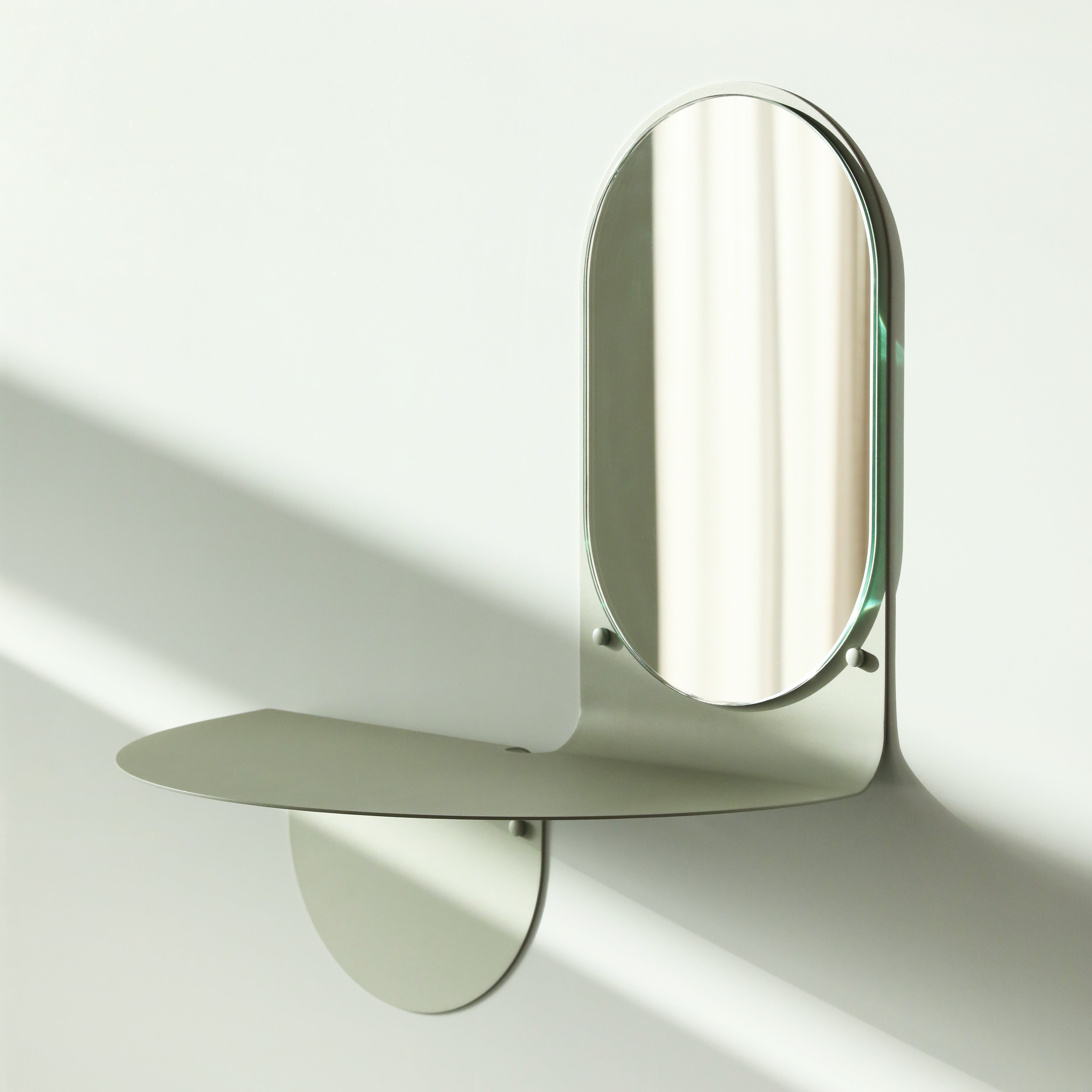 Wall mirror with shelf FLIP gray