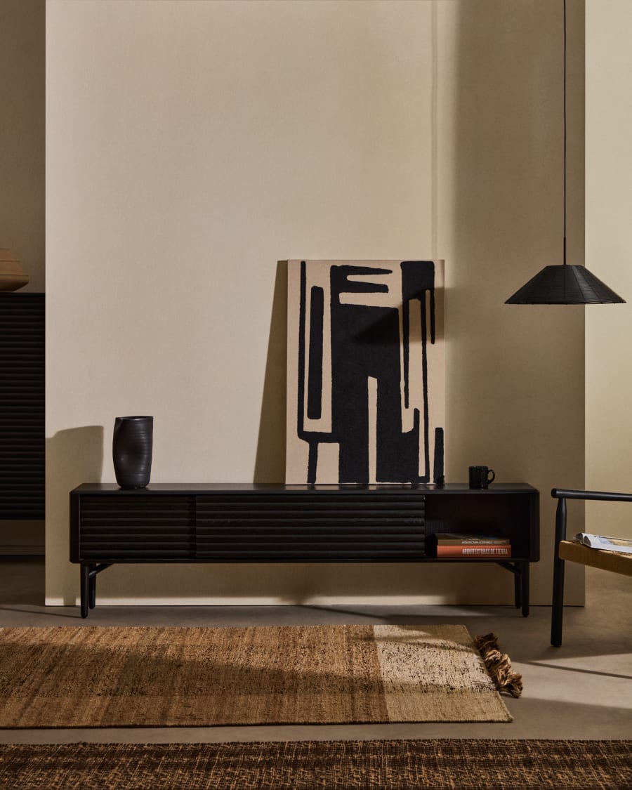 Televízna skrinka LENON dubová dyha s čiernym povrchom