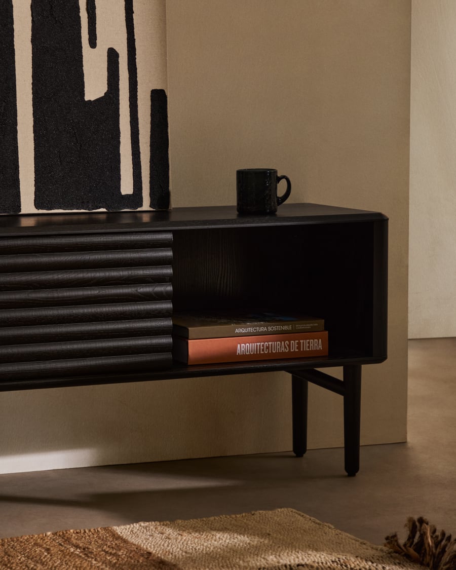 Televízna skrinka LENON dubová dyha s čiernym povrchom