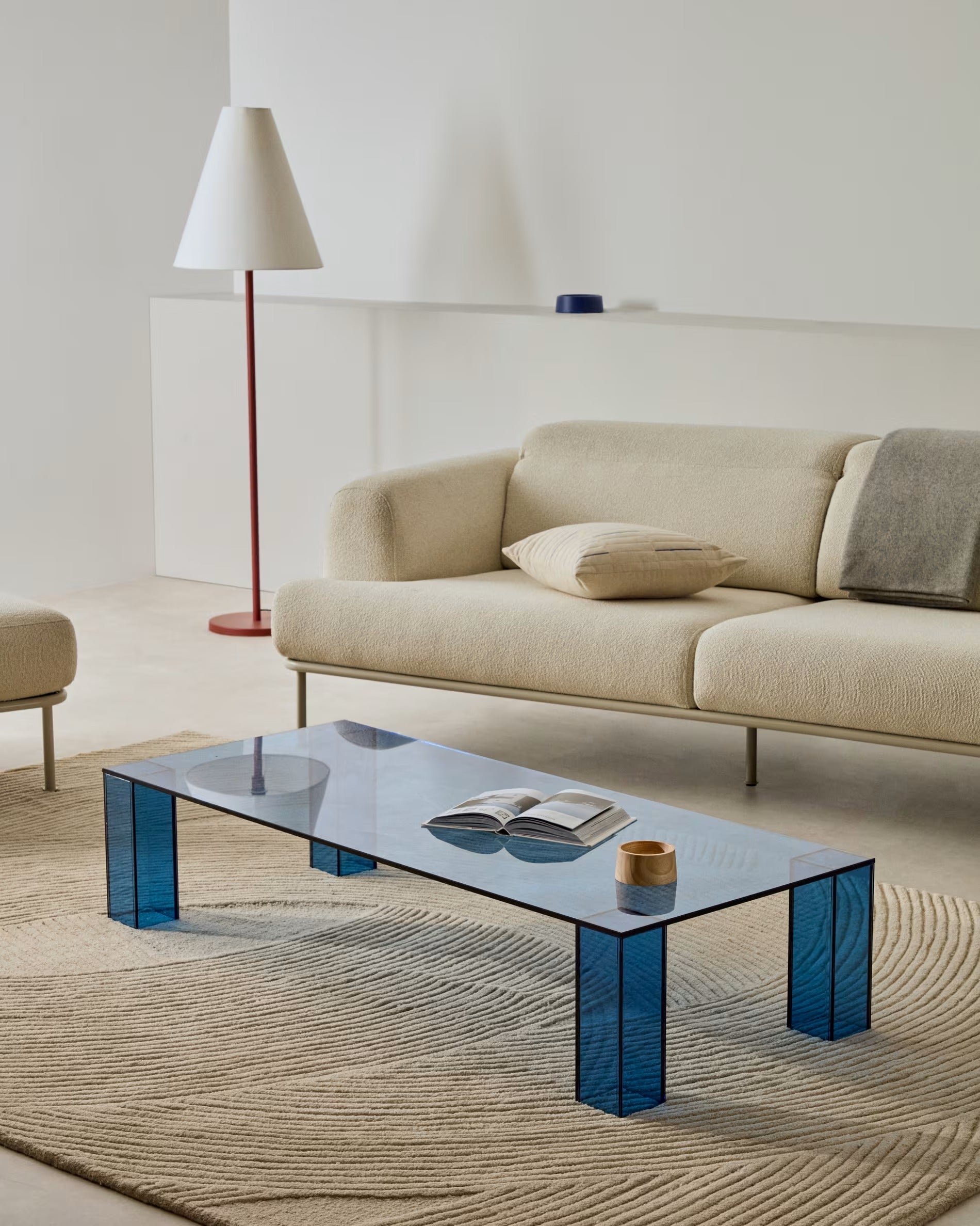 Coffee table adularia blue tempered glass