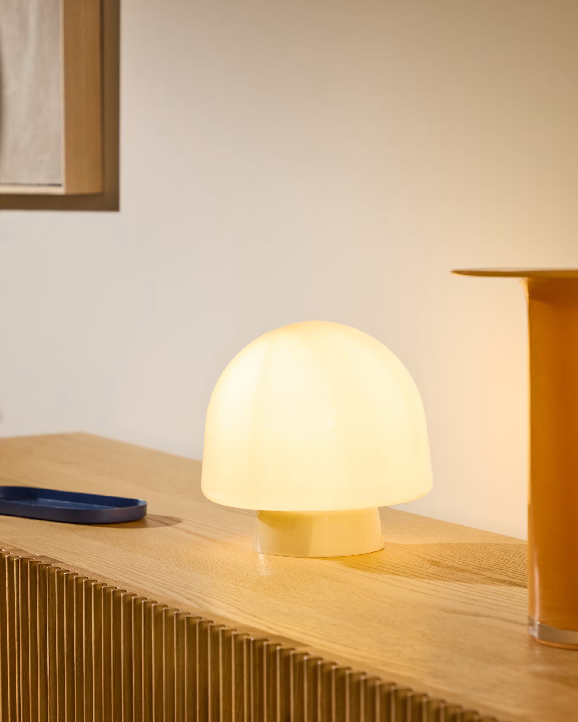 Stolná lampa REIG šedé sklo