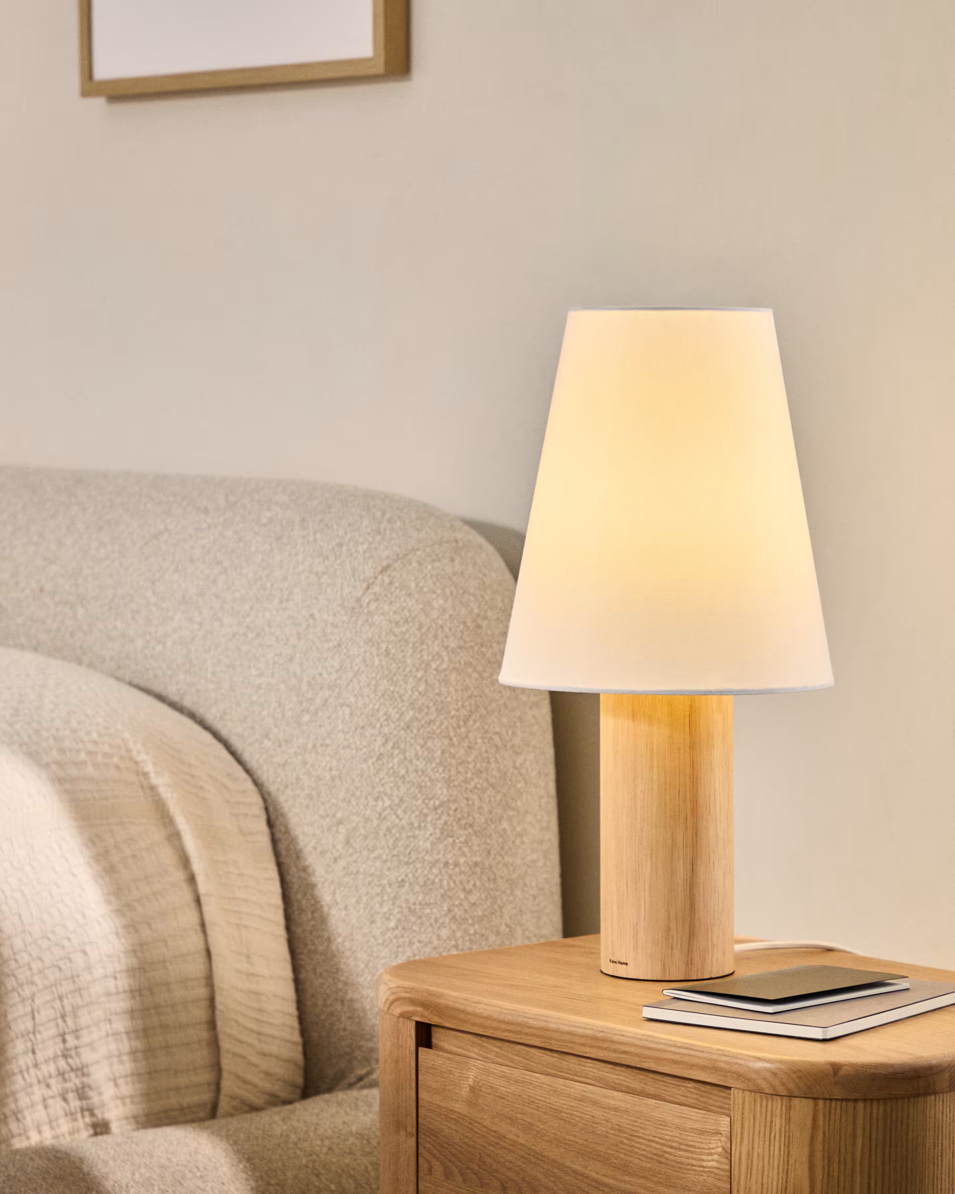 MARGA Table Lamp Rubber Wood with White Shade