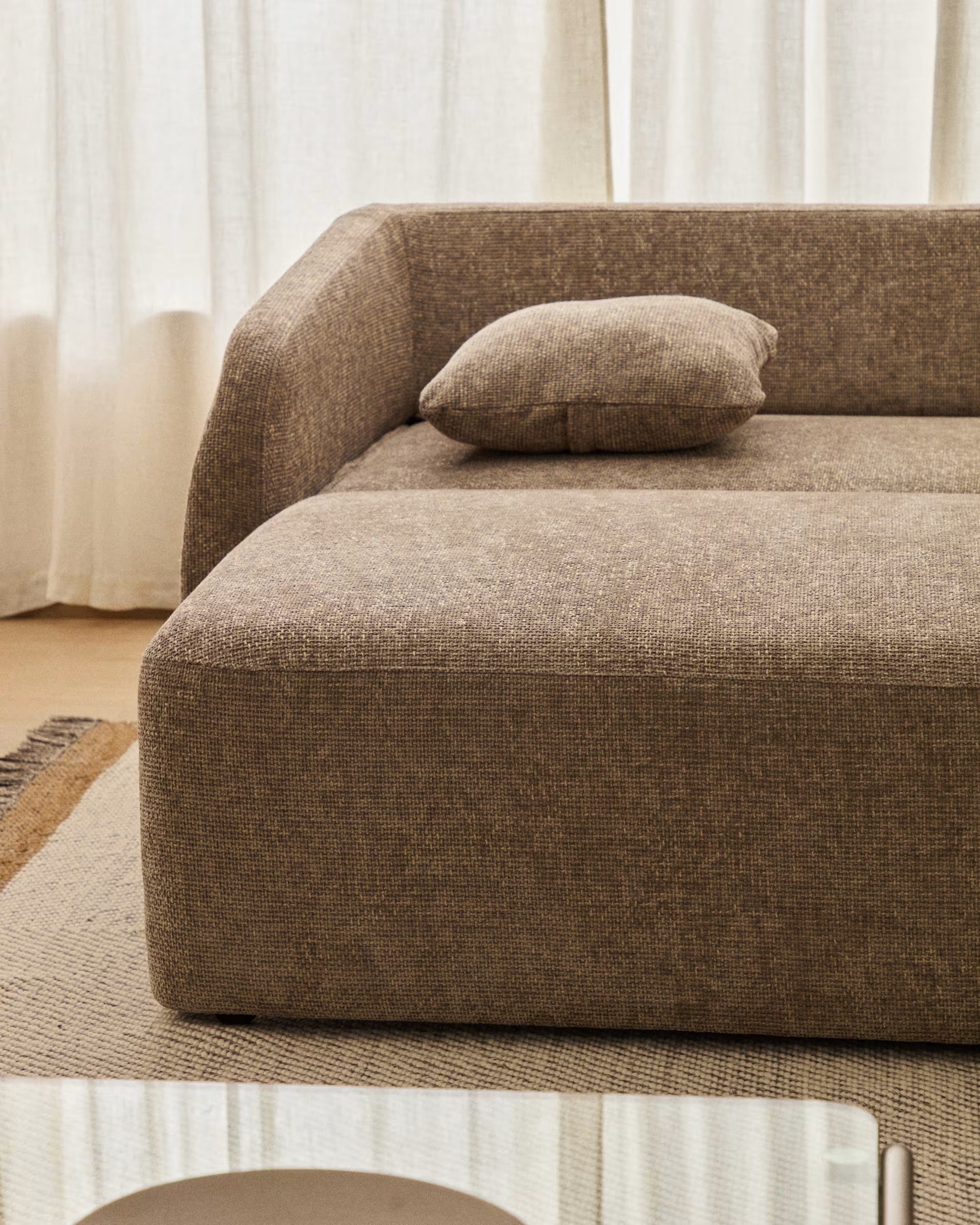 Right-facing 3-seater sofa bed LAIRA taupe
