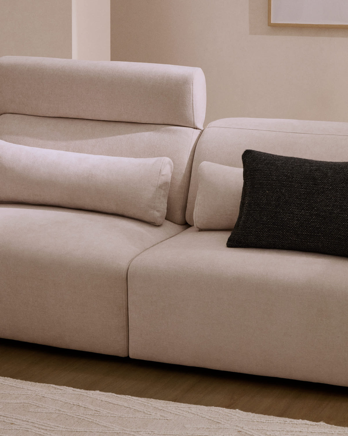 Sofa 5-osobowa z przesuwanymi siedziskami LARES beżowy szenil – ujęcie 9