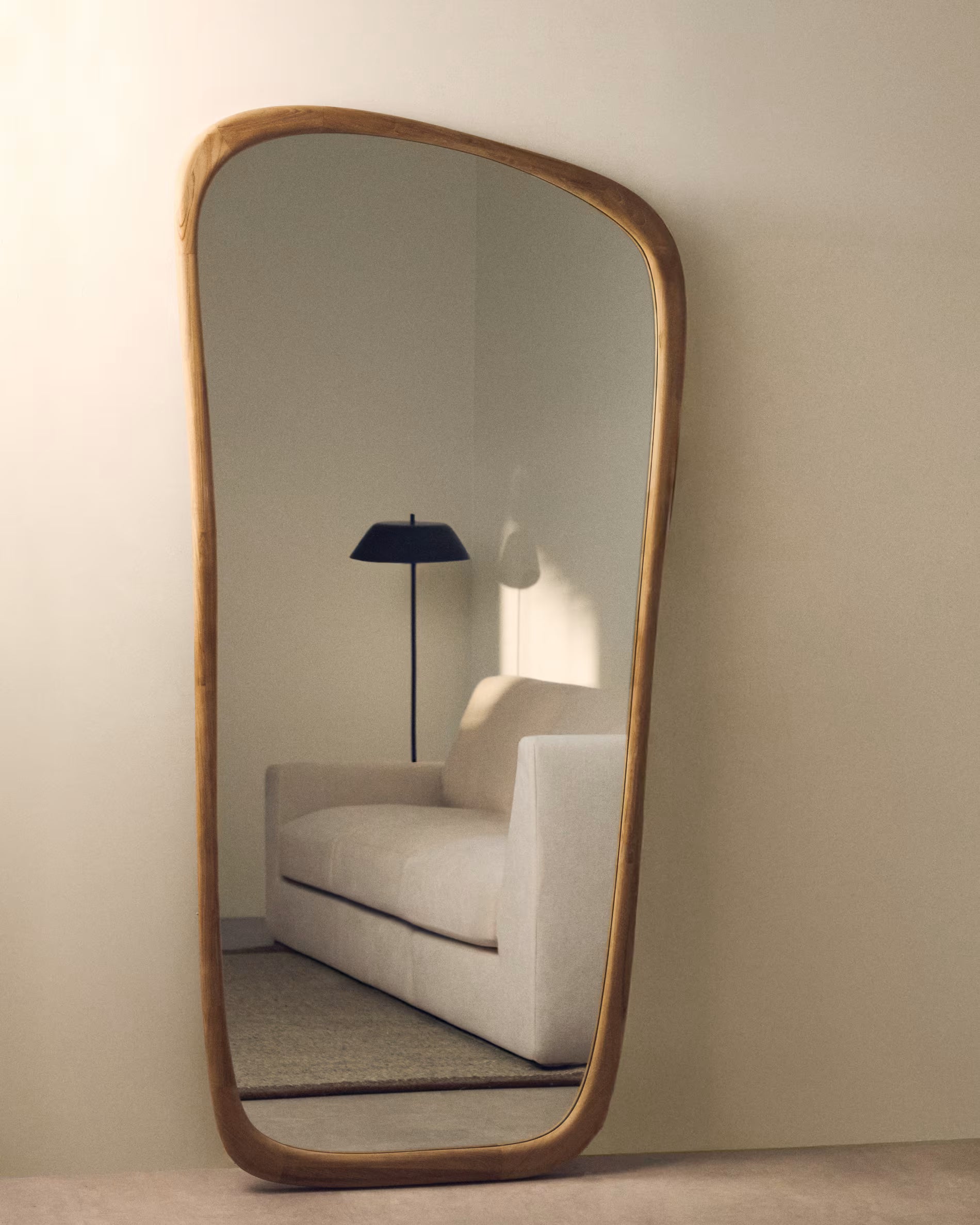 ALURA elongated mirror teak wood