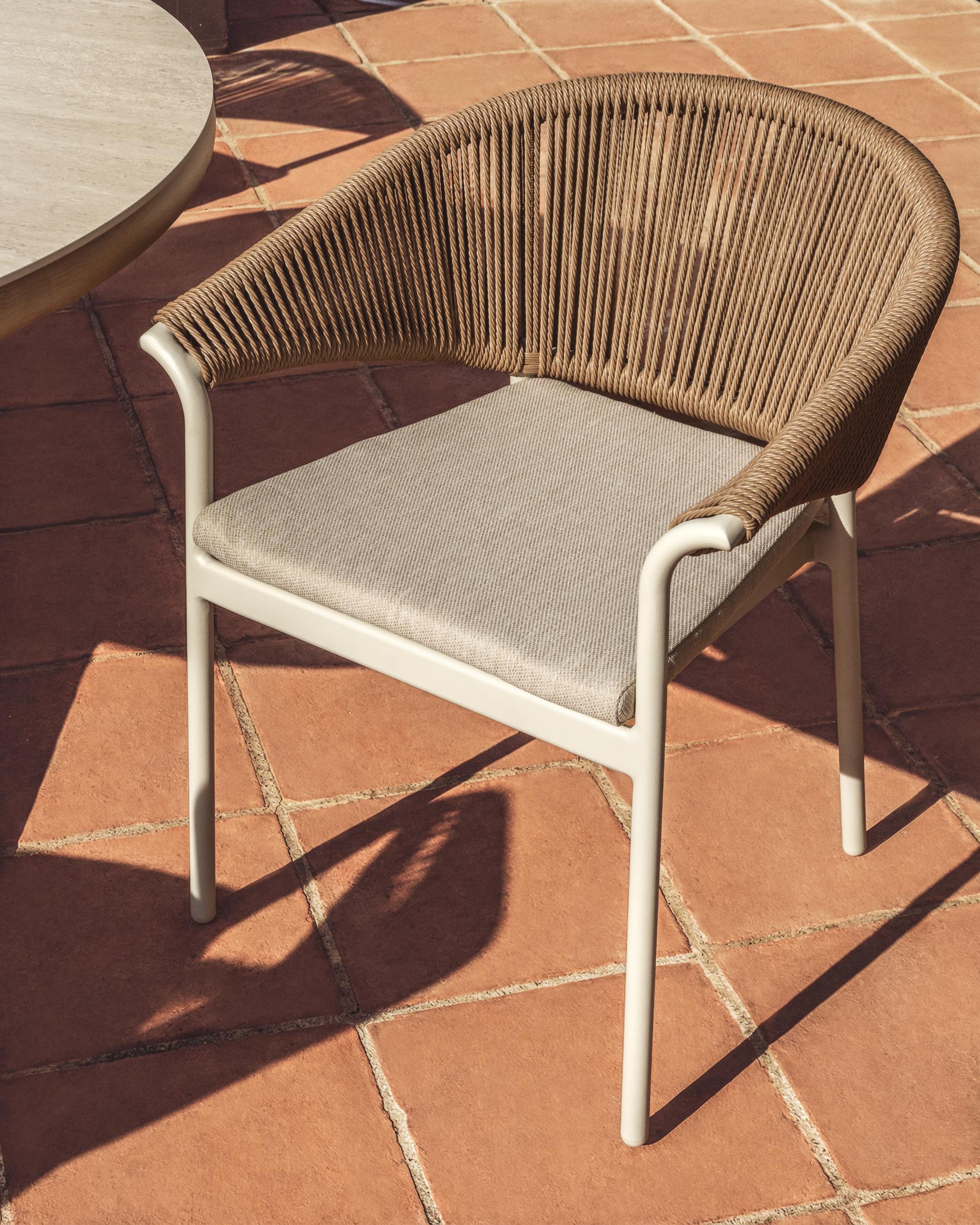 ZUARA Ecru Garden Chair with Brown