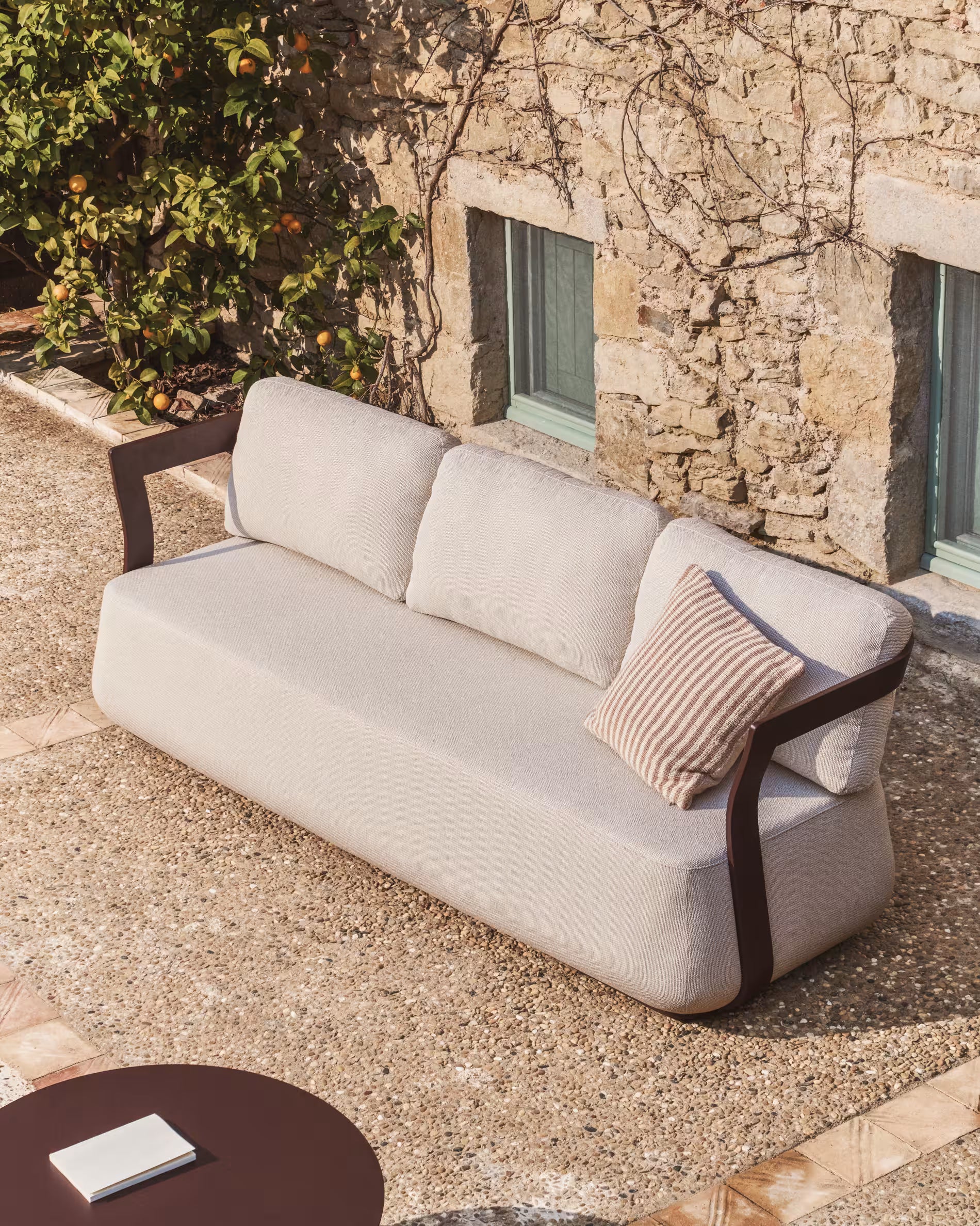 Sofa do záhrady 3-miestna TAMARIS ecru s hnedým podstavcom