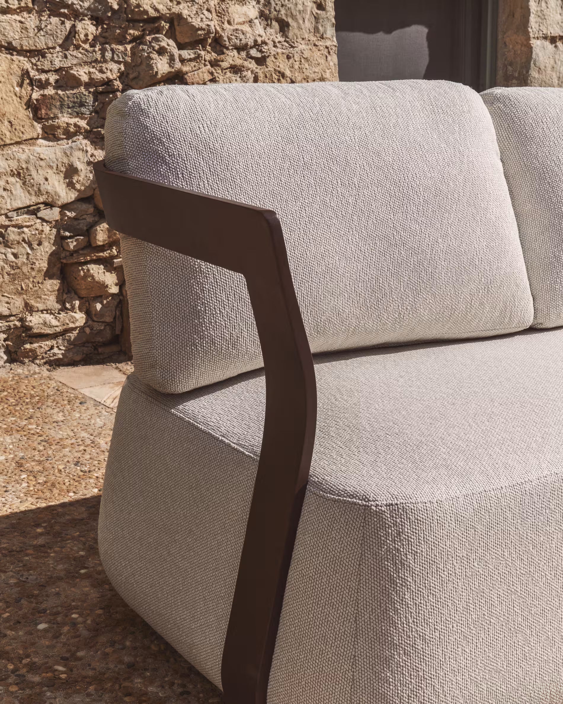 Sofa do záhrady 3-miestna TAMARIS ecru s hnedým podstavcom