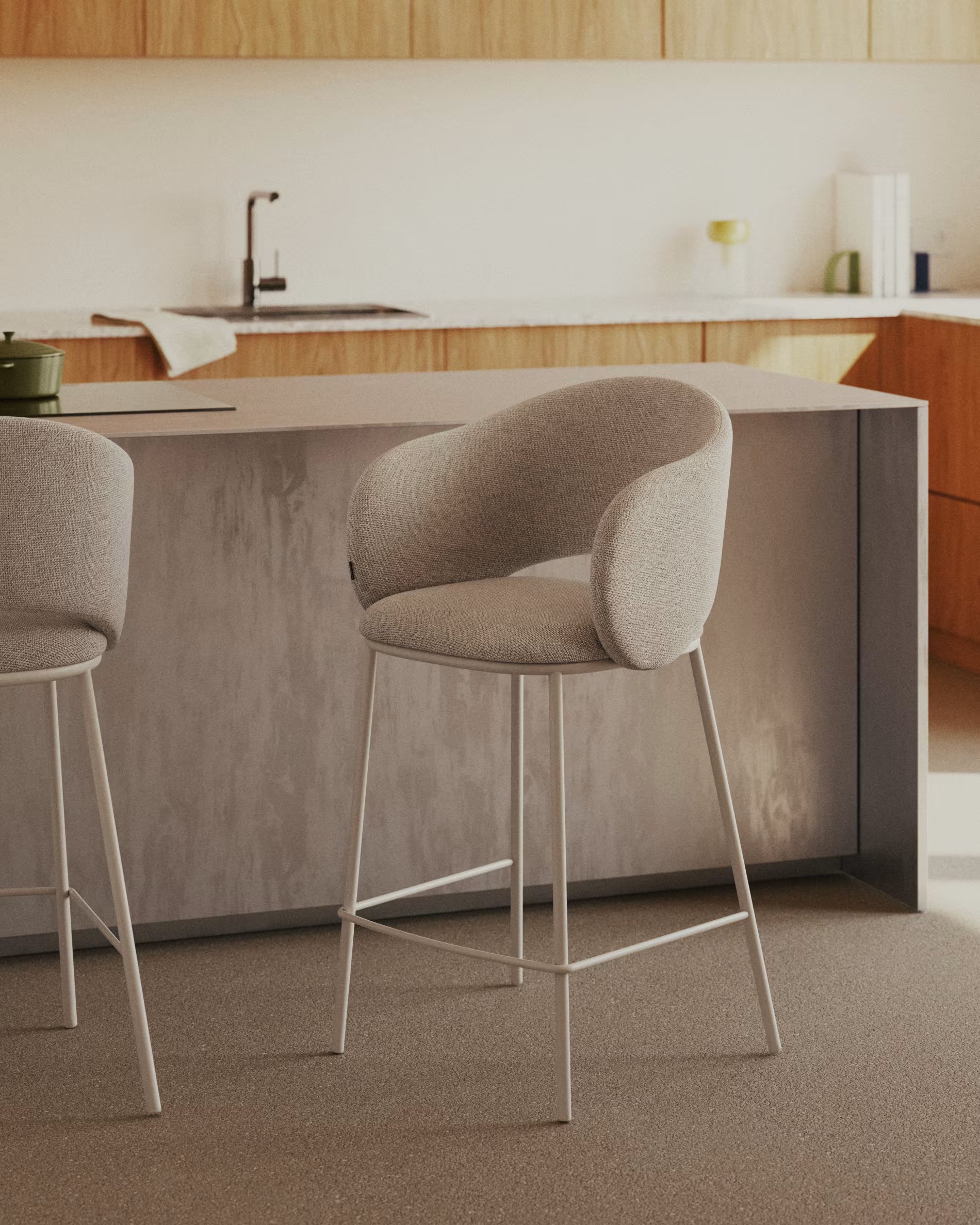 Barová stolička MAINA béžový šenil