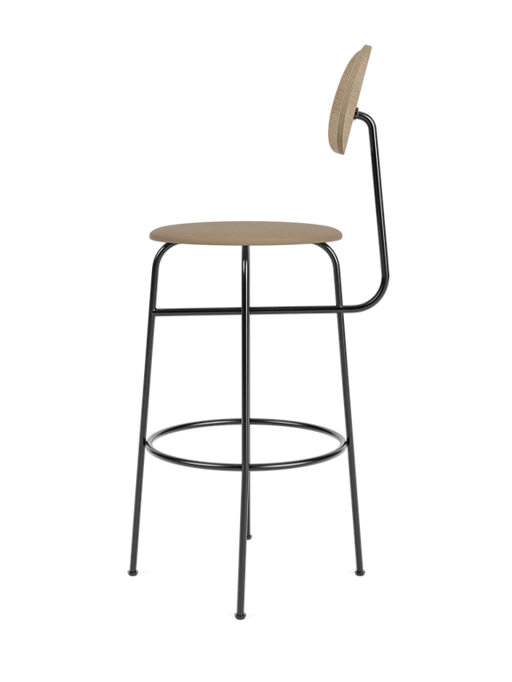 AFTEROOM PLUS stool with oak veneer and upholstered beige seat