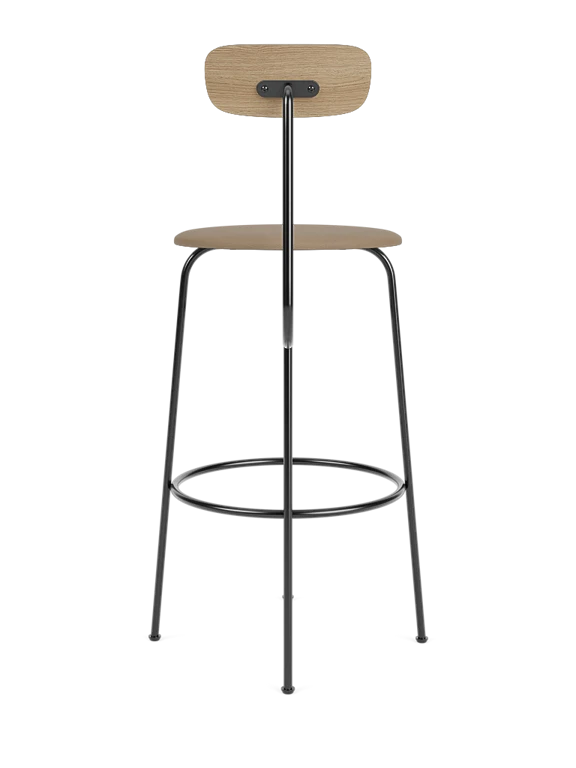 AFTEROOM stool in oak with upholstered beige seat