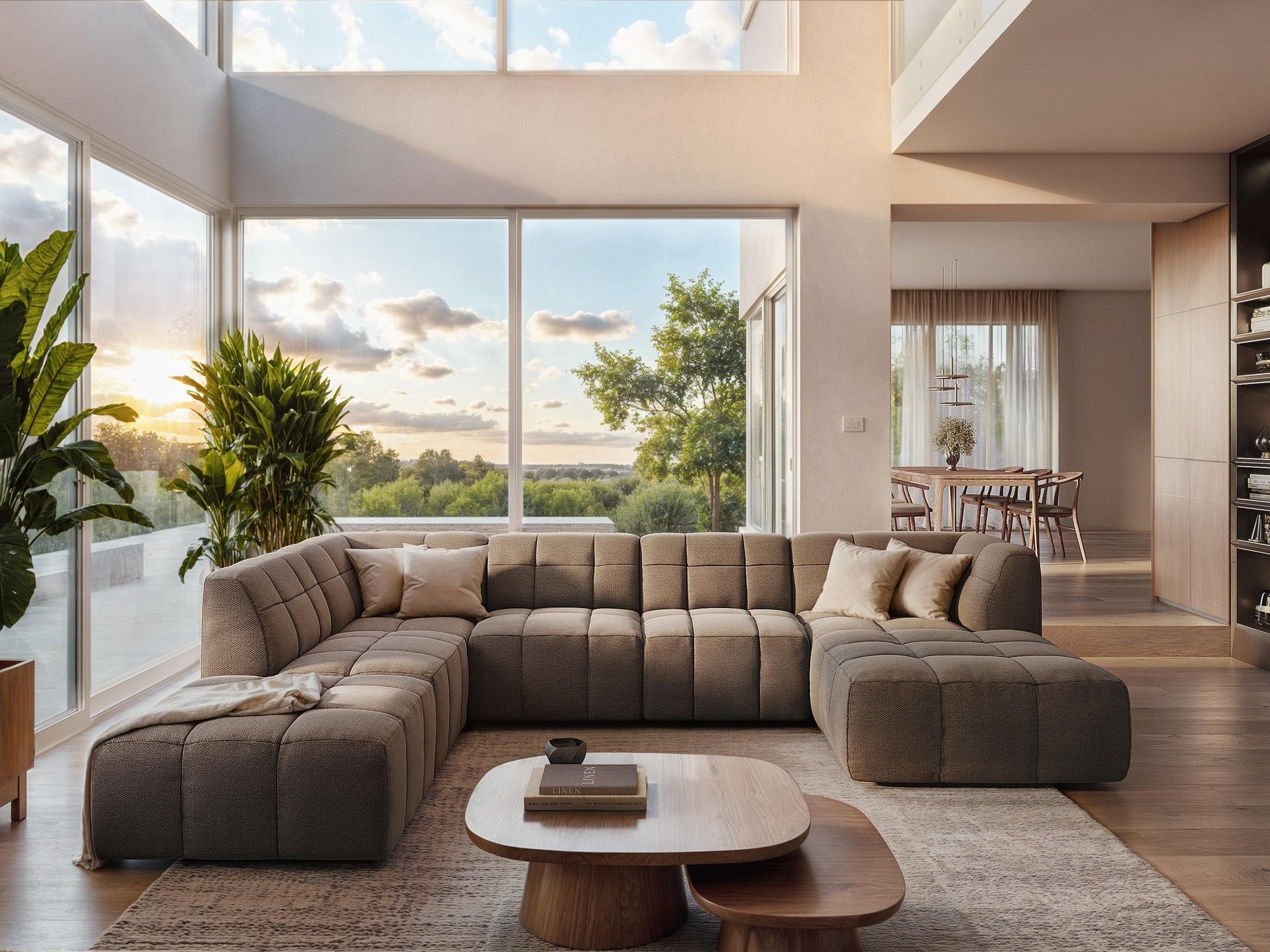 3-seater modular sofa ALOHA denim blue boucle