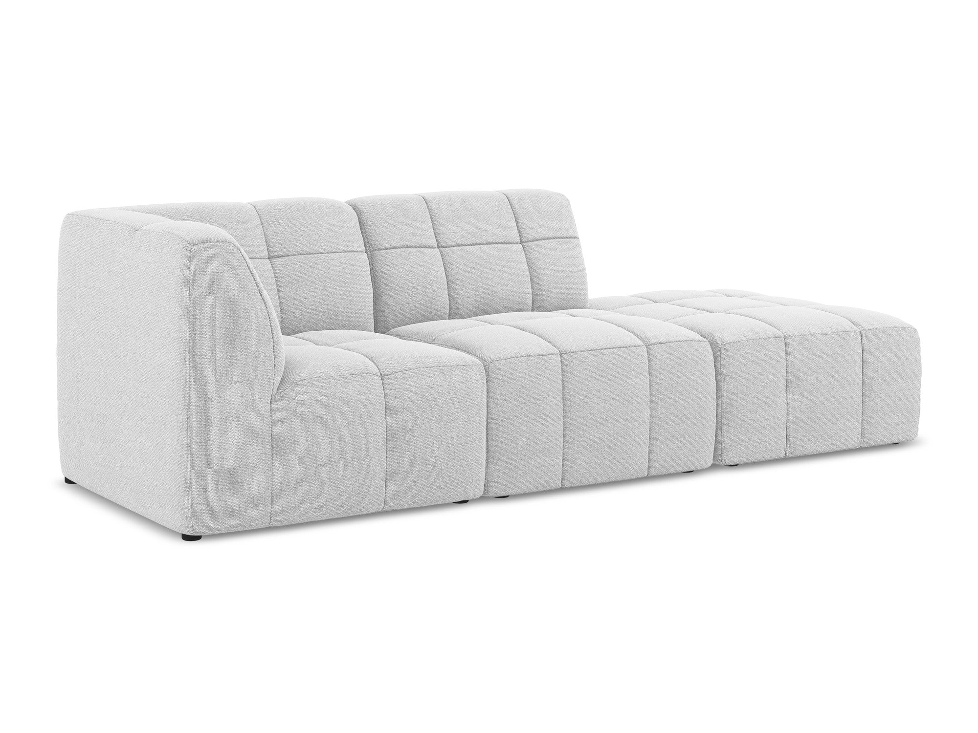 Left-facing open modular 3-seater sofa ALOHA silver boucle