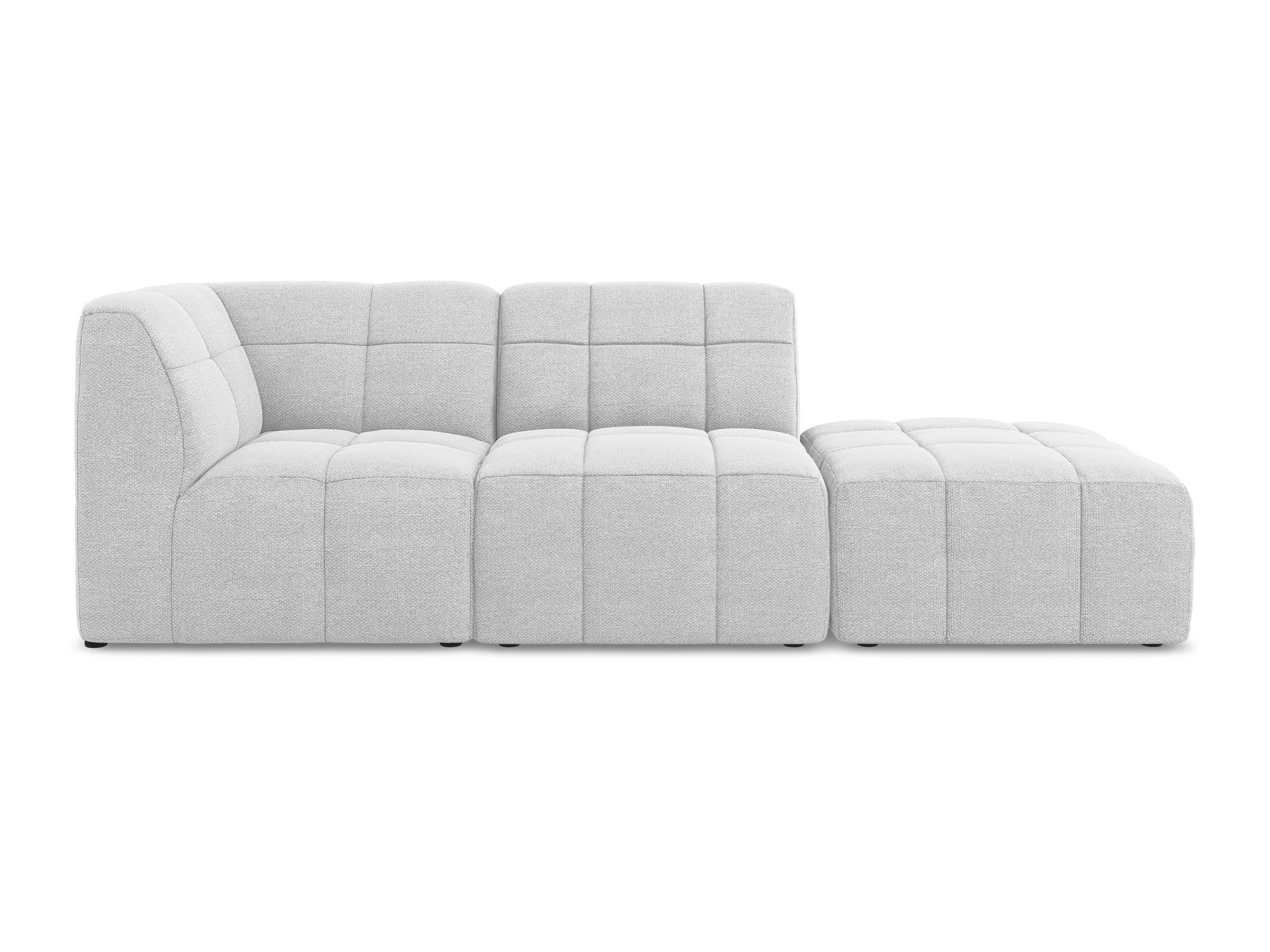 Left-facing open modular 3-seater sofa ALOHA silver boucle