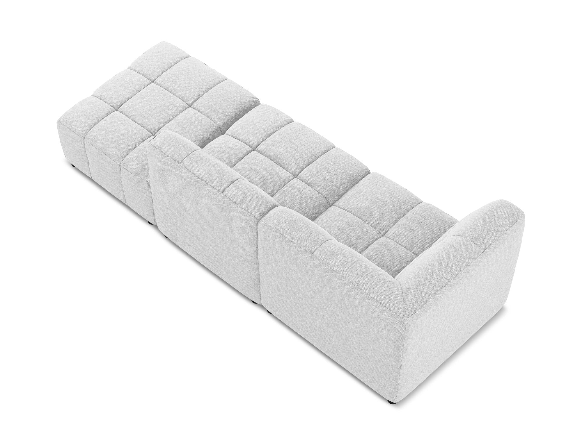 Left-facing open modular 3-seater sofa ALOHA silver boucle