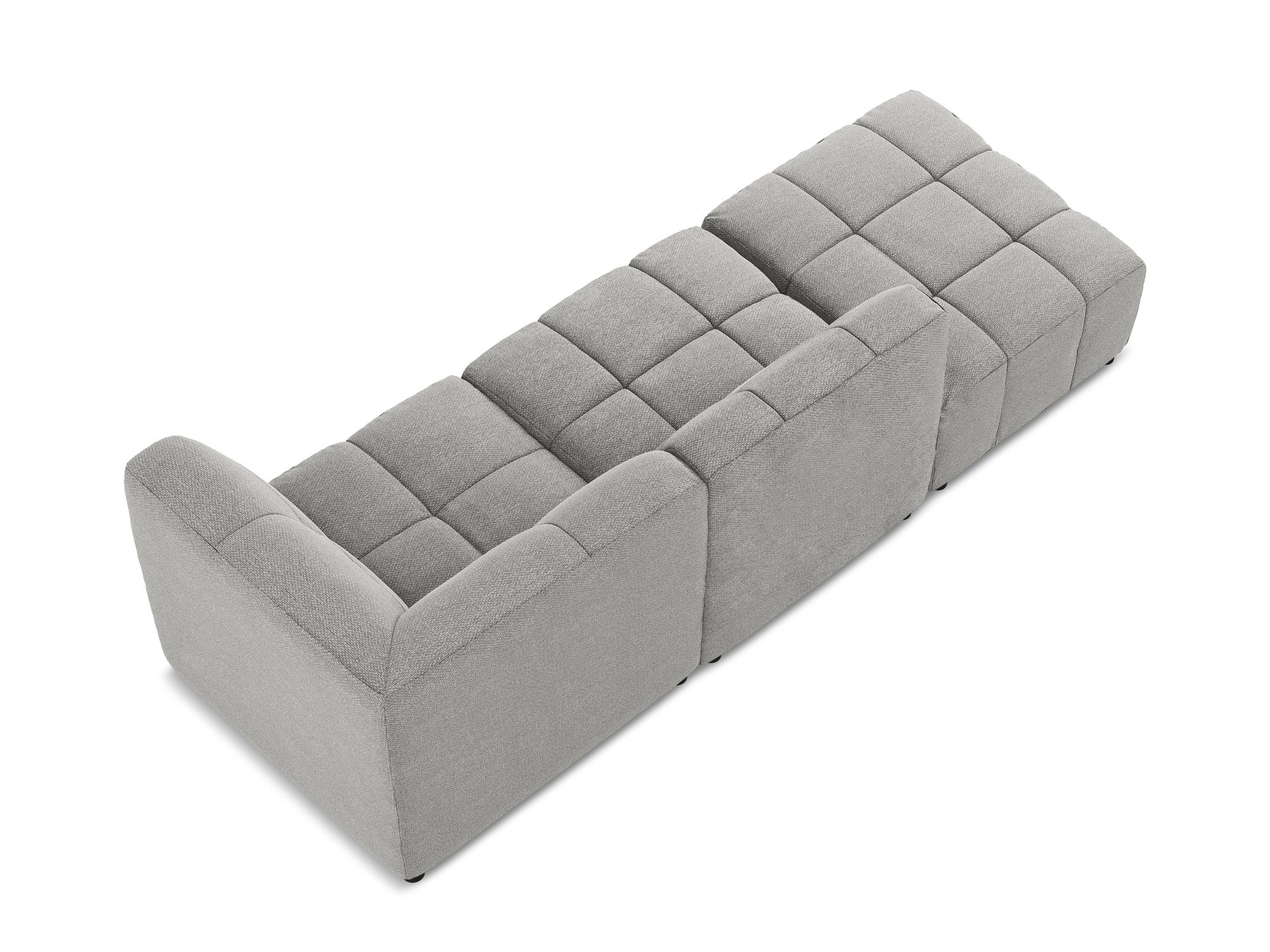 Right-facing open modular 3-seater sofa ALOHA light gray boucle