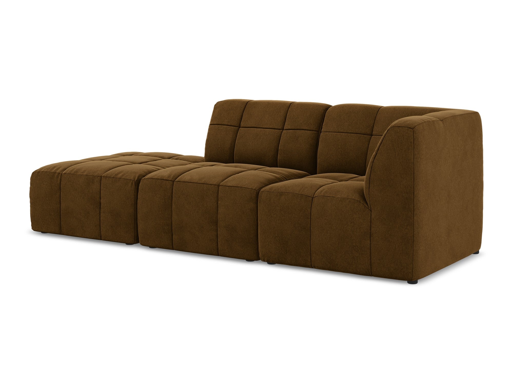 Open right-facing velvet modular sofa for 3 people ALOHA mustard