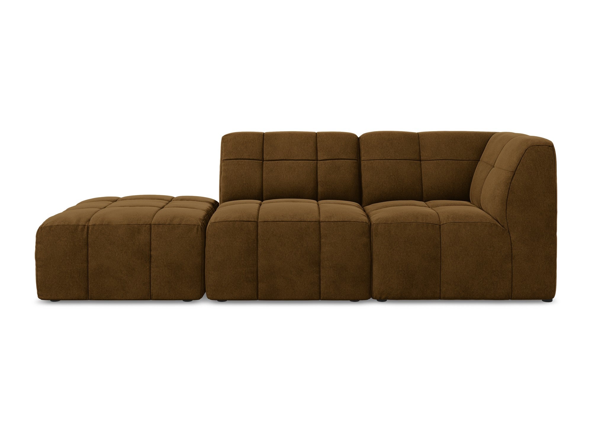 Open right-facing velvet modular sofa for 3 people ALOHA mustard