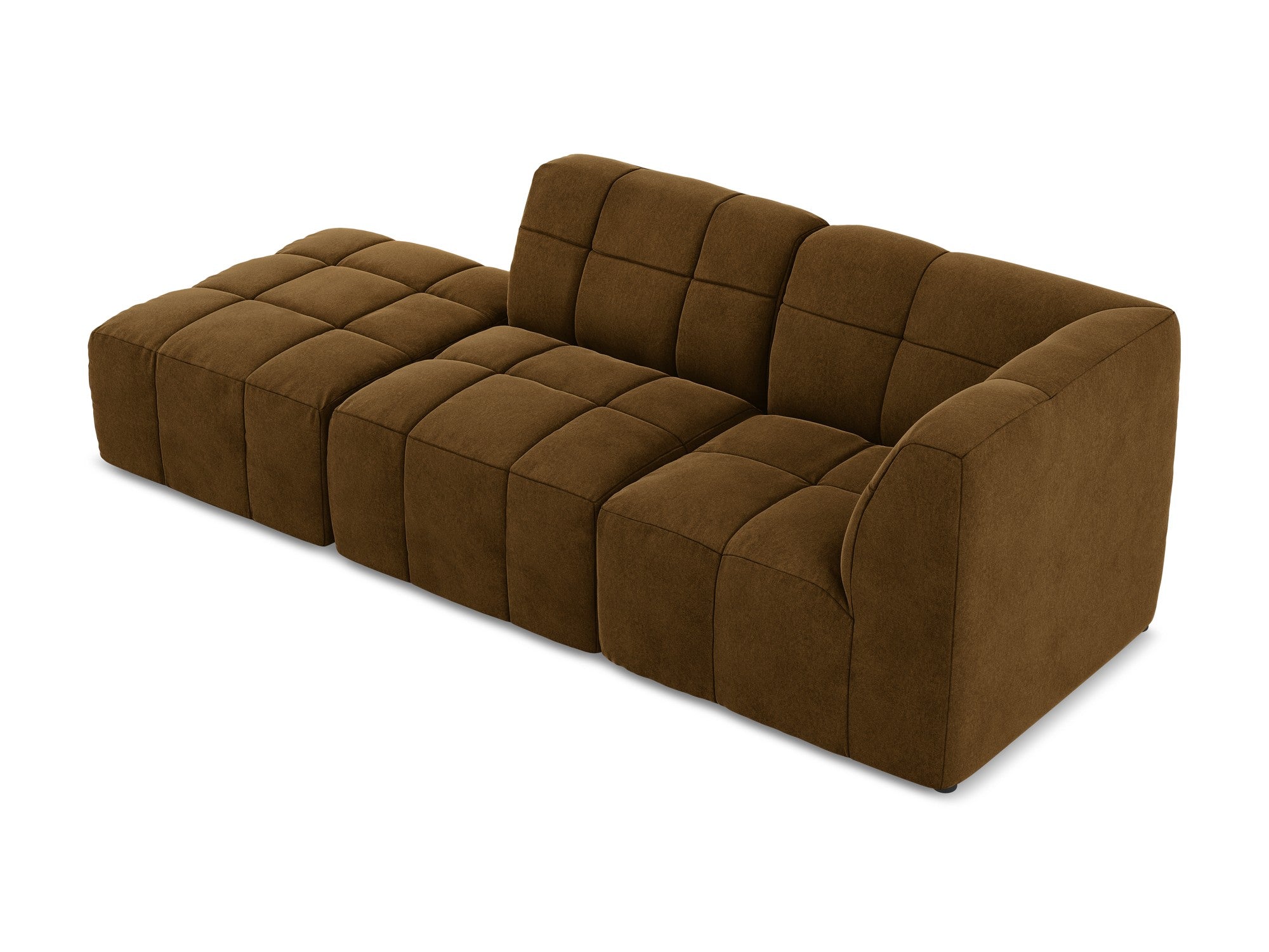 Open right-facing velvet modular sofa for 3 people ALOHA mustard