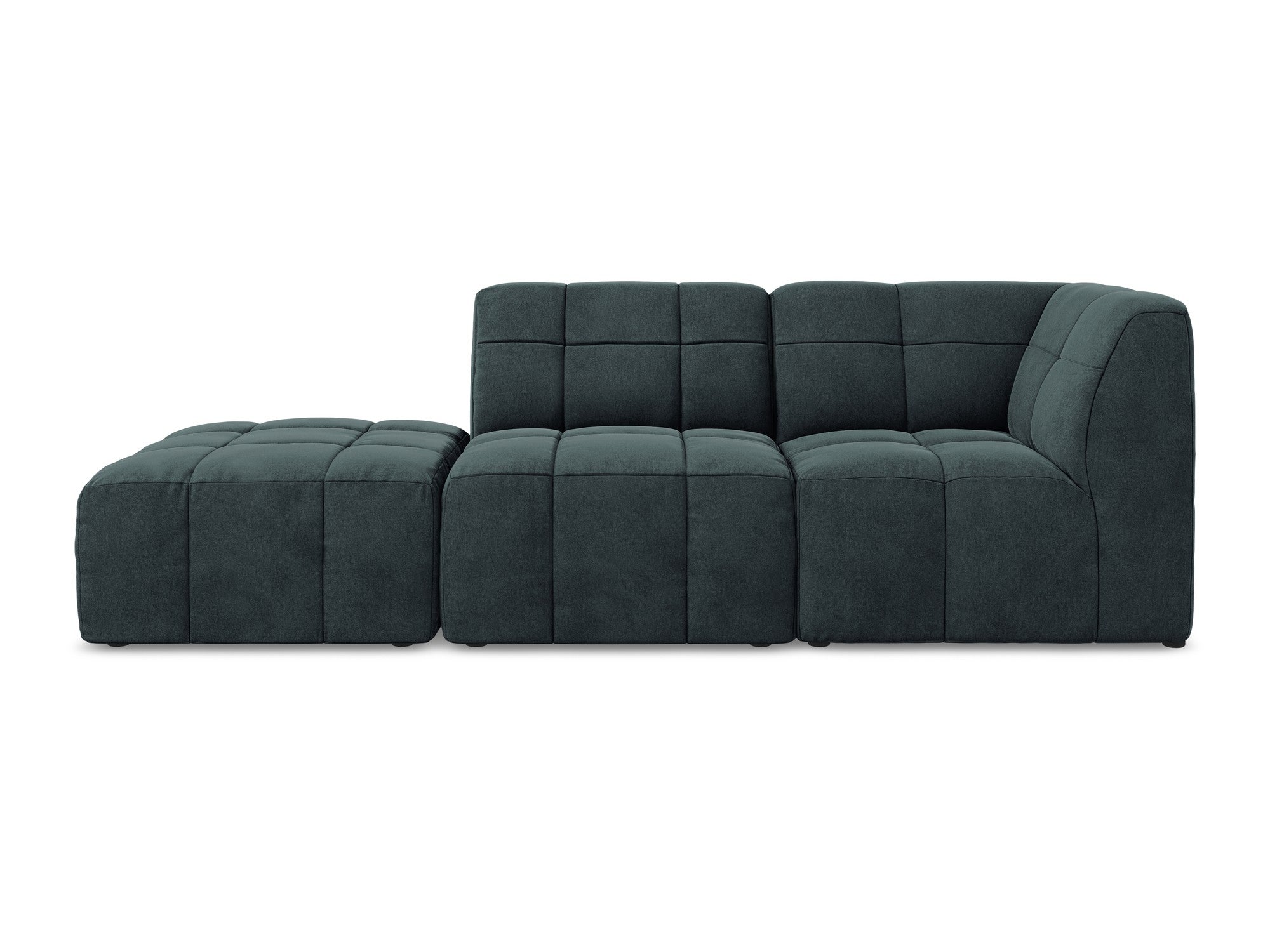 Aloha Sea Green Right-Arm Open Modular Velvet Sofa for 3 People