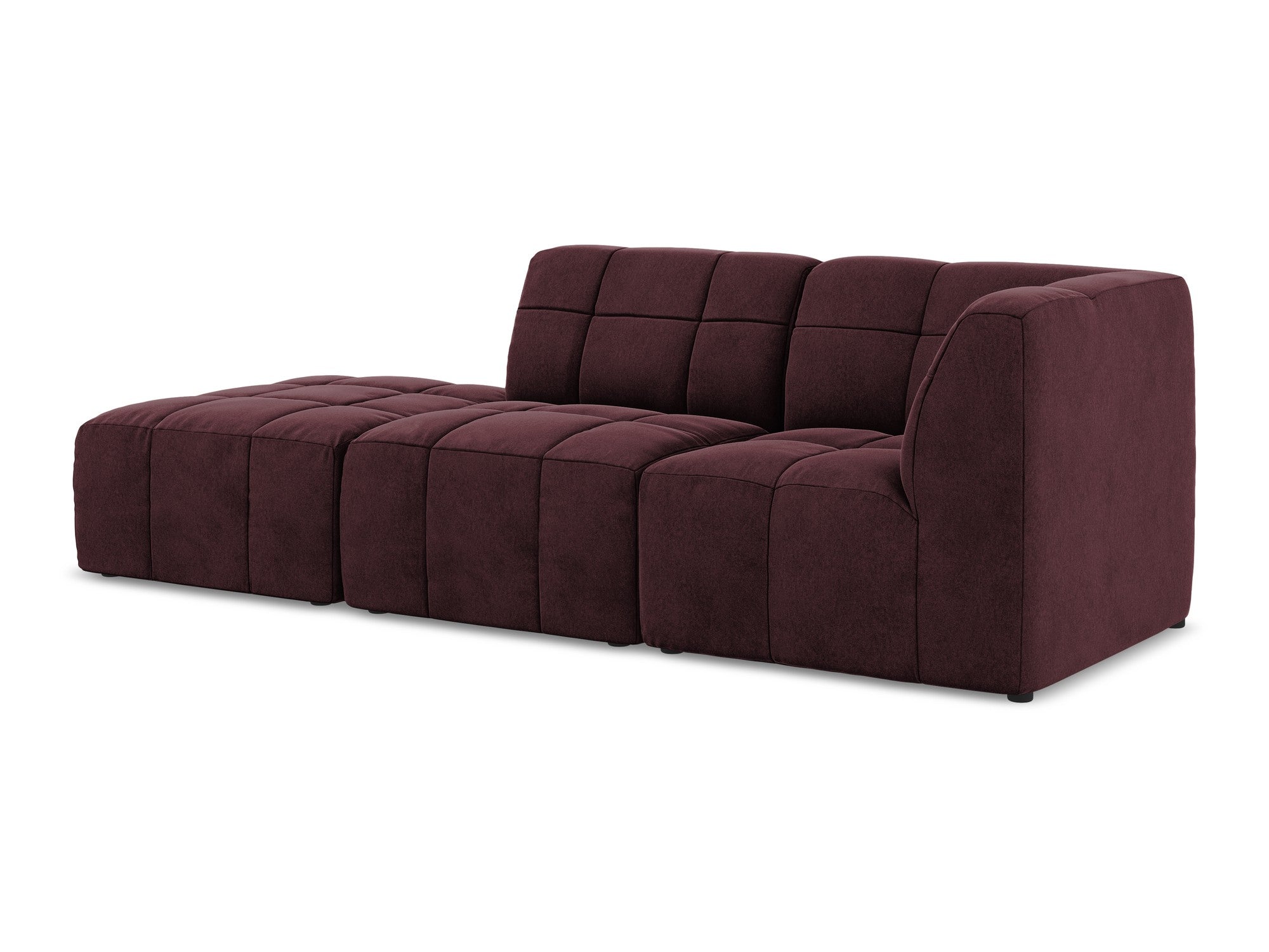 Burgundy Right-Open 3-Seater Velvet Modular Sofa ALOHA