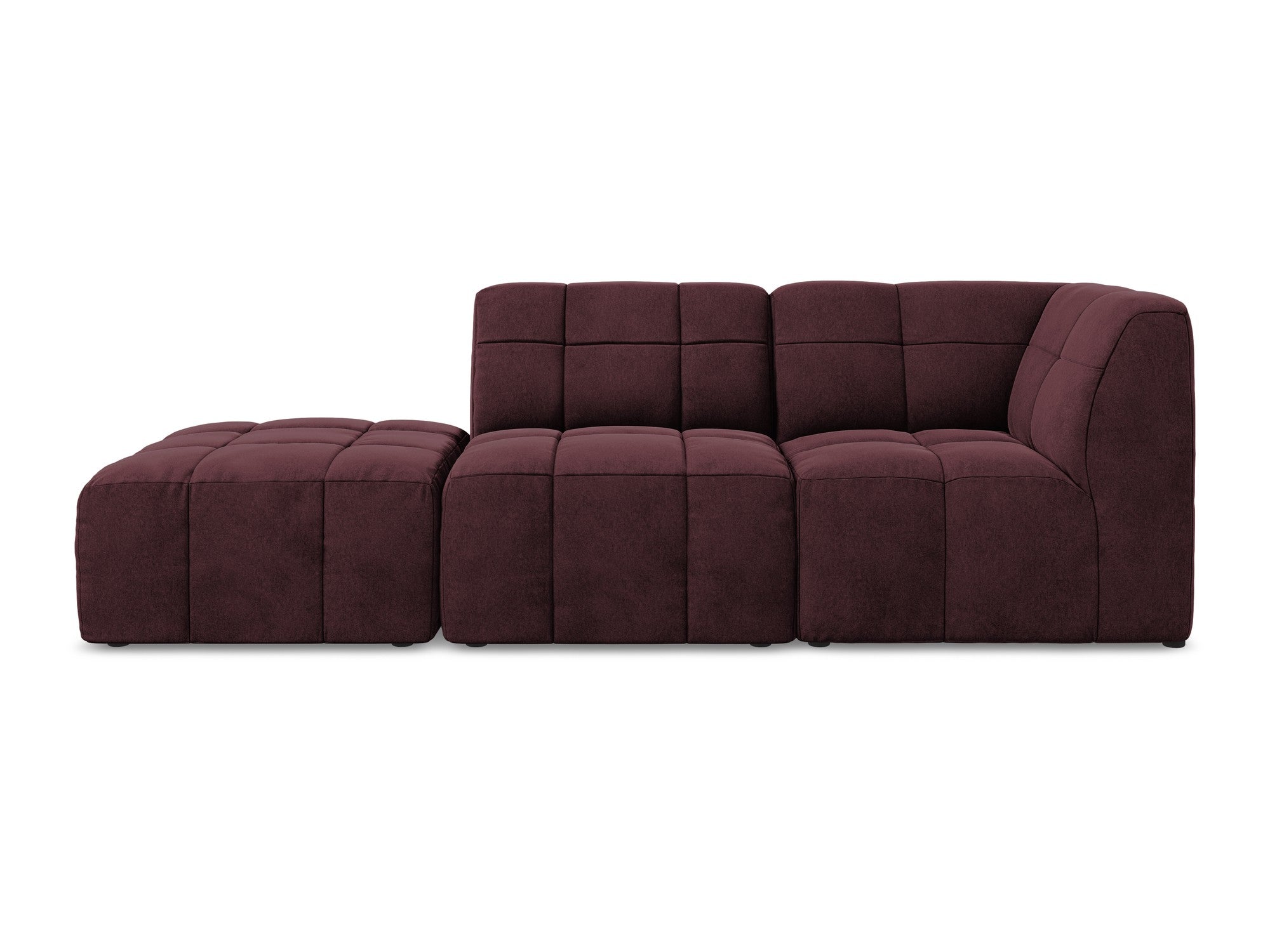 Burgundy Right-Open 3-Seater Velvet Modular Sofa ALOHA