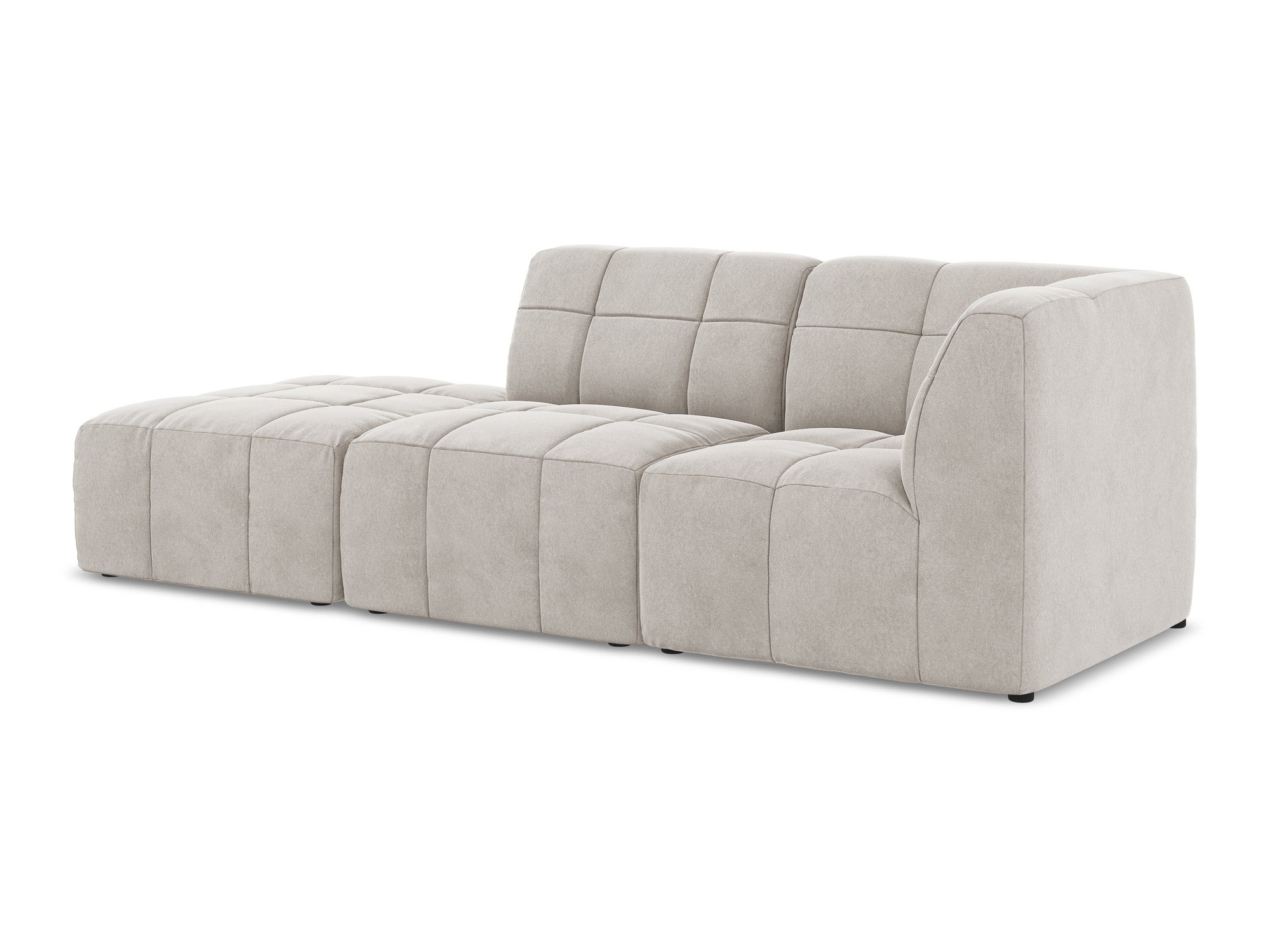Right-facing open velvet modular sofa for 3 people ALOHA light beige