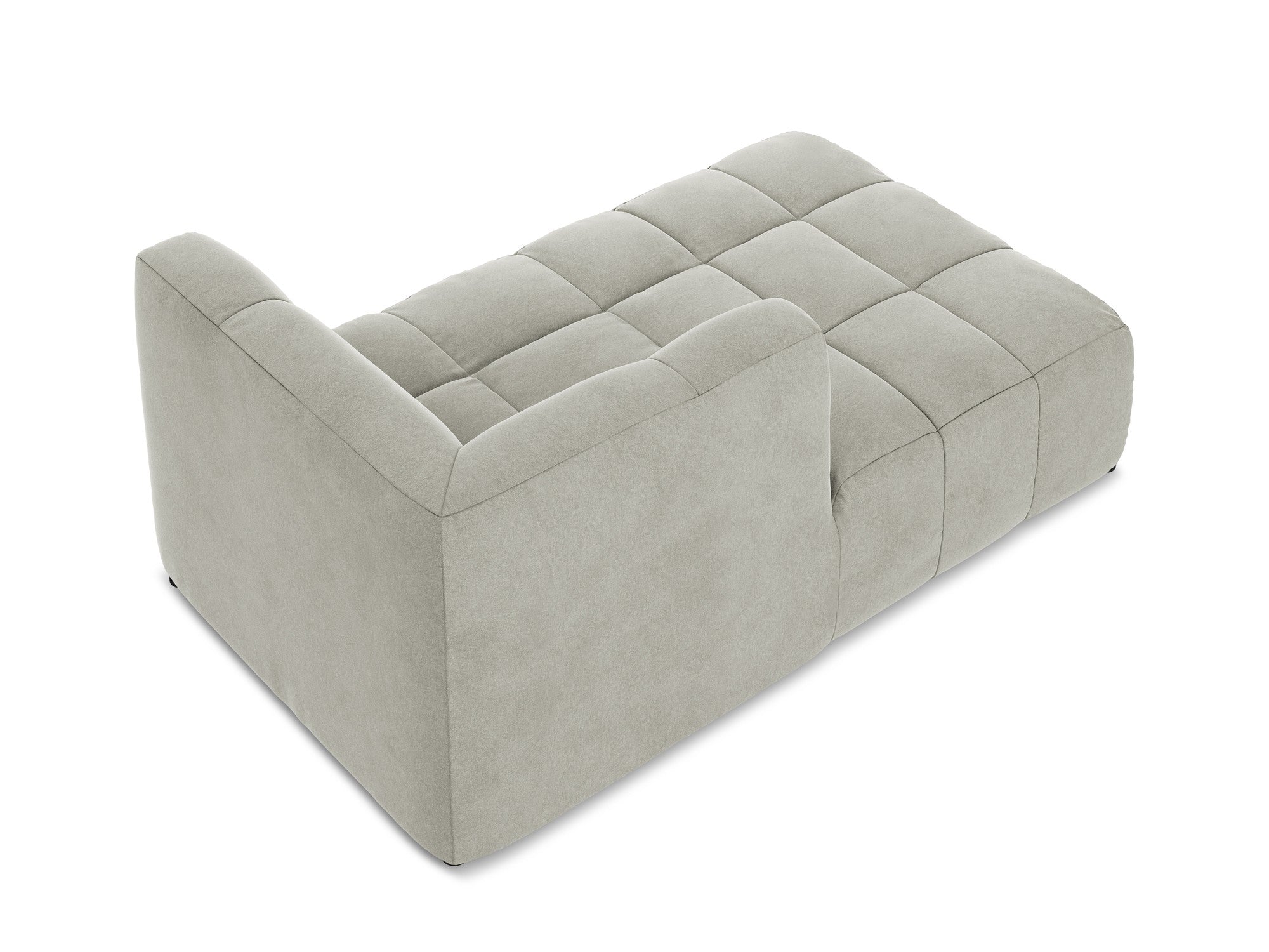 Szezlong ľavostranný z aksamitného materiálu ALOHA svetlosivý