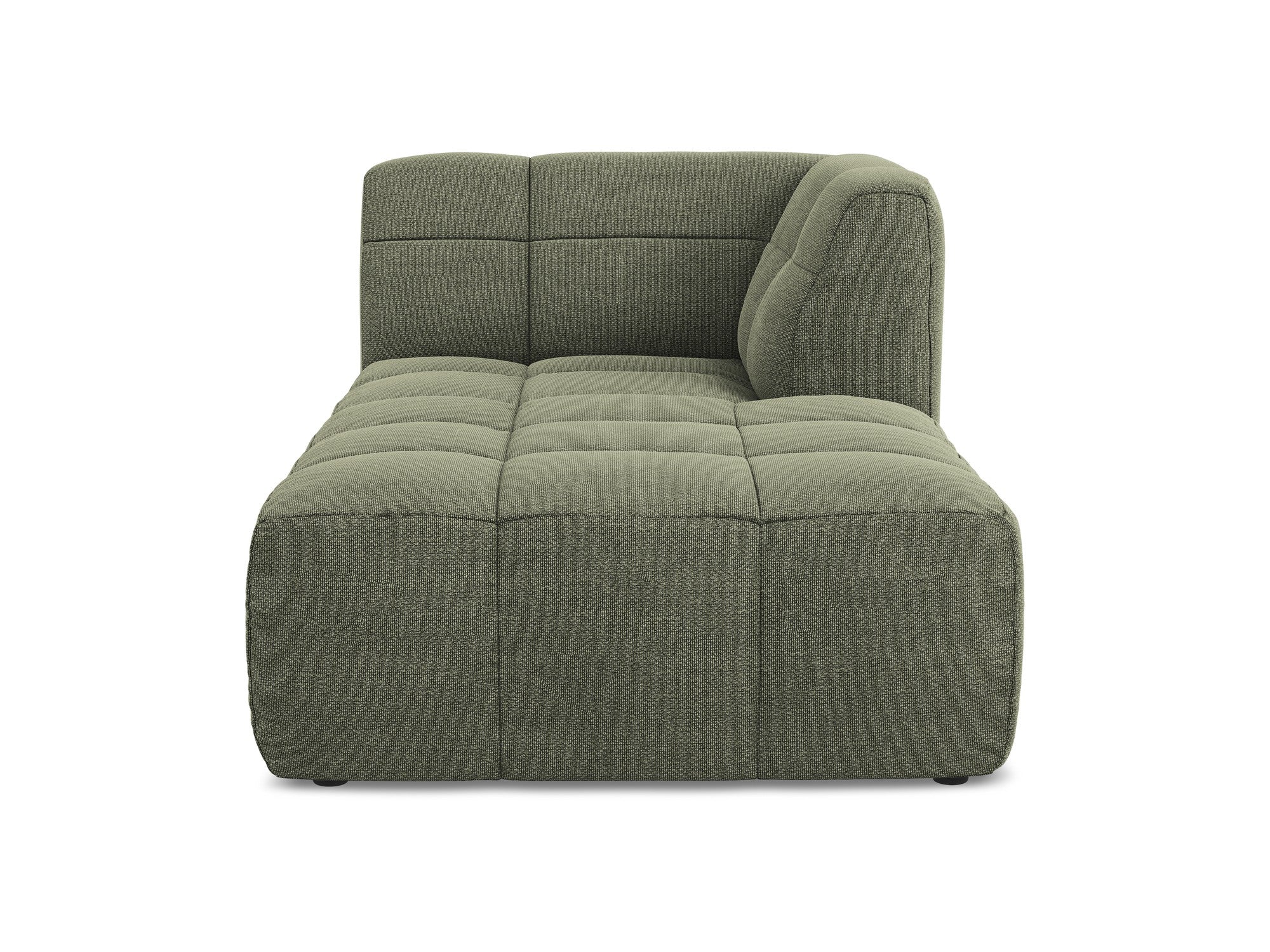 Right-facing ALOHA olive boucle chaise longue