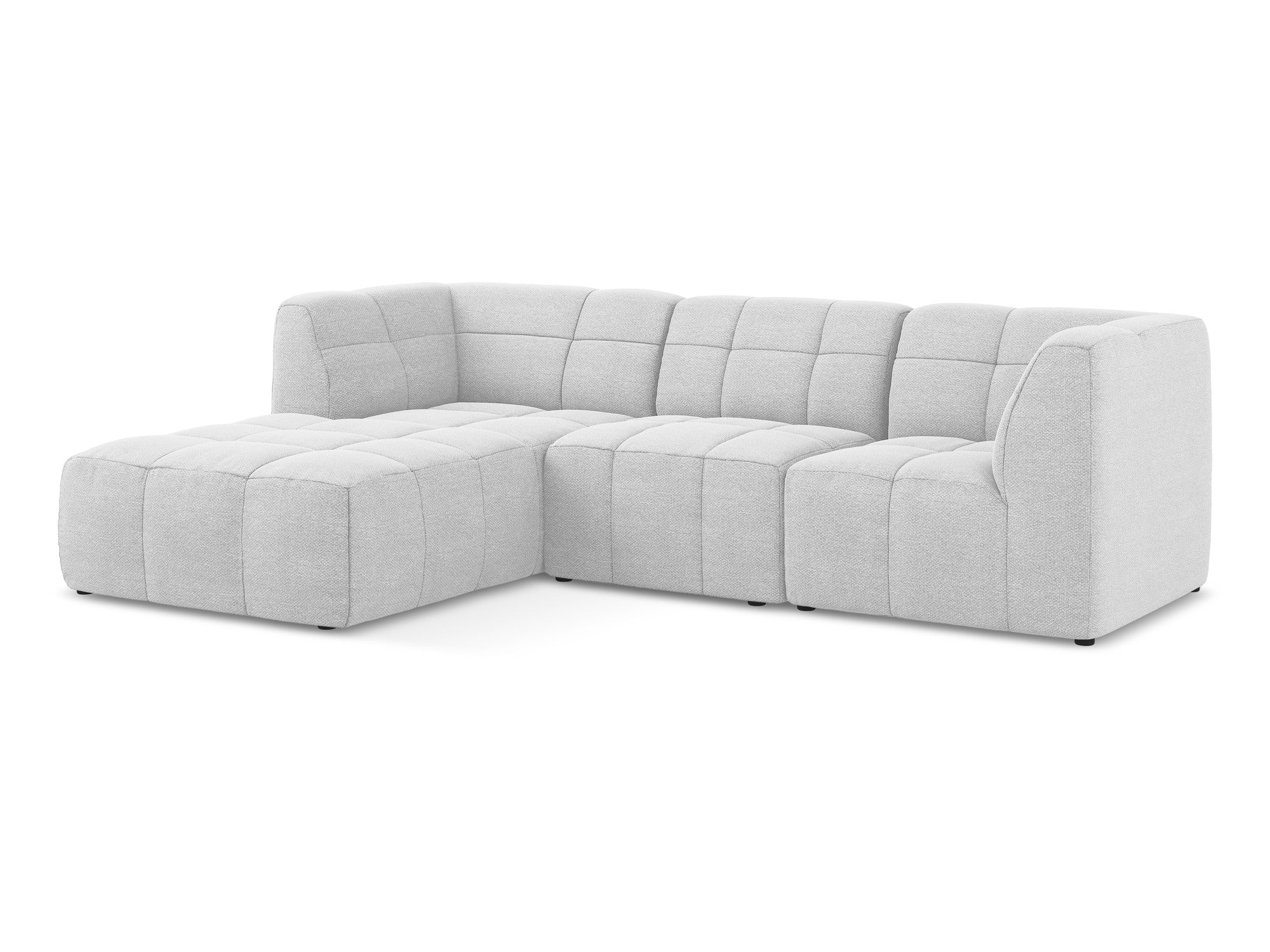 Left-facing modular sofa for 3 people ALOHA silver boucle