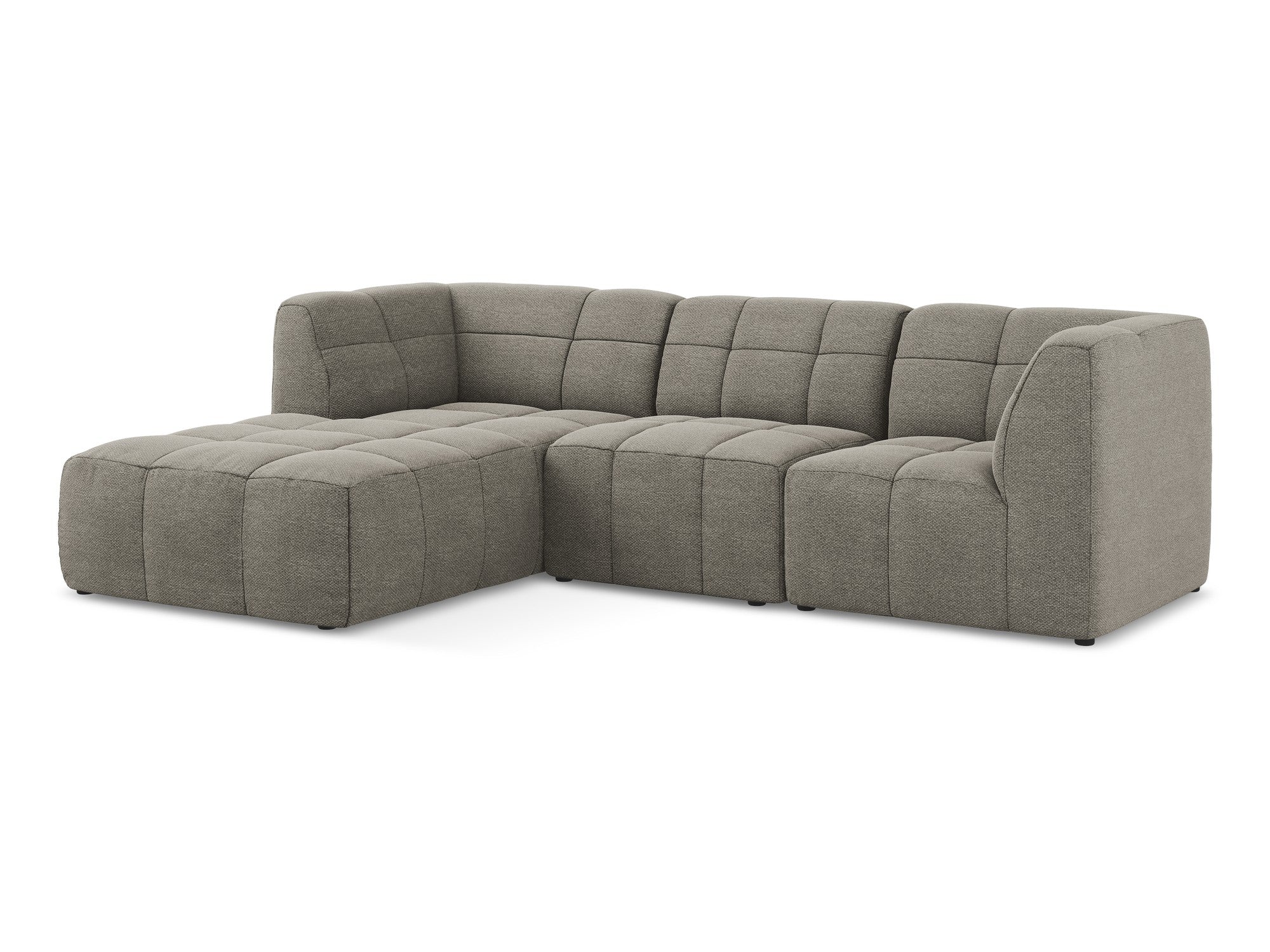 Left-facing modular sofa ALOHA in gray boucle, 3-seater