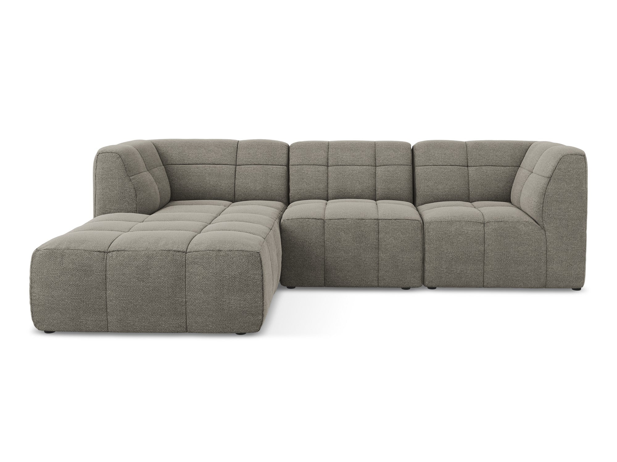 Left-facing modular sofa ALOHA in gray boucle, 3-seater