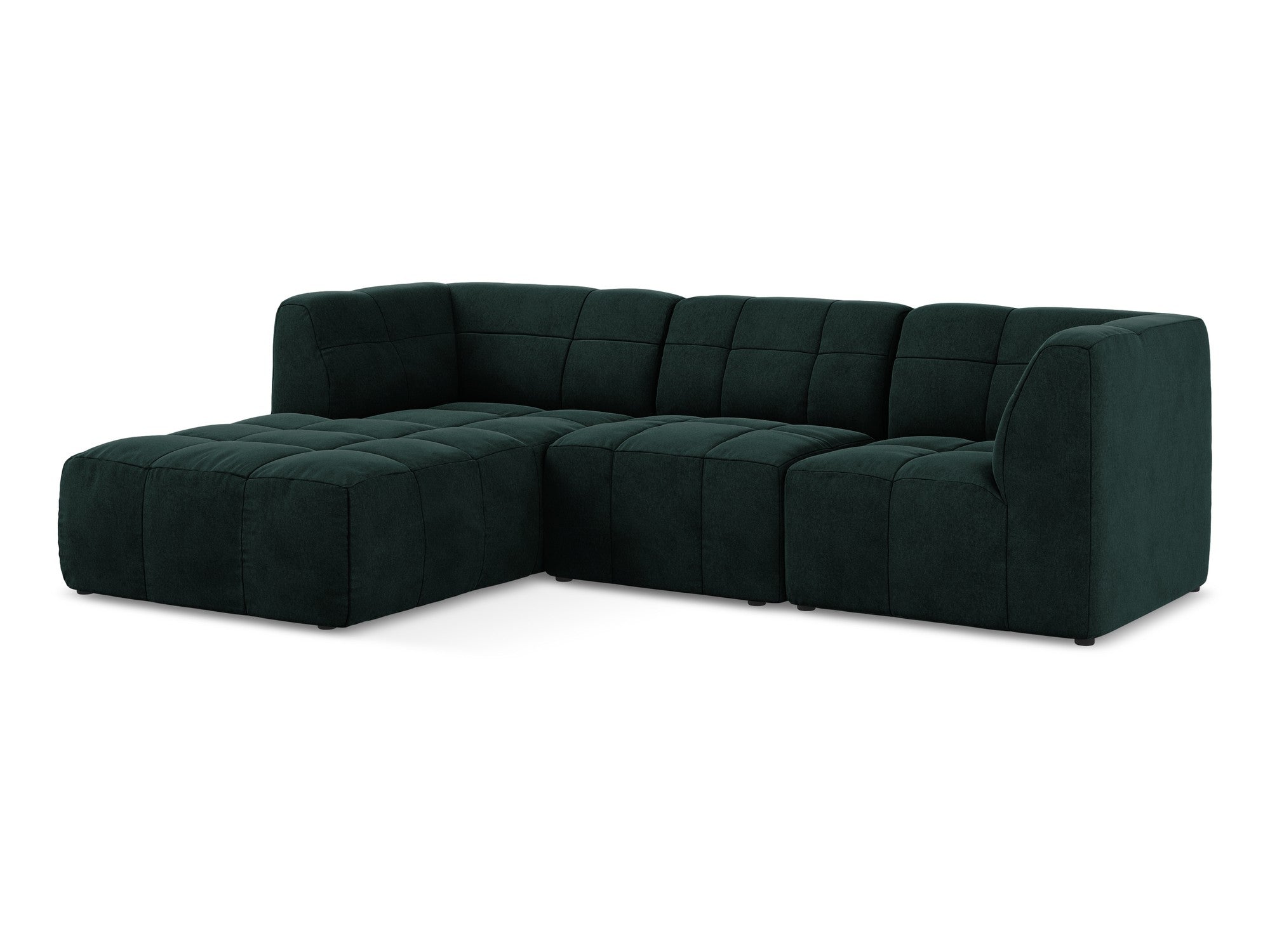 Left-facing velvet modular sofa for 3 people ALOHA in gray-green
