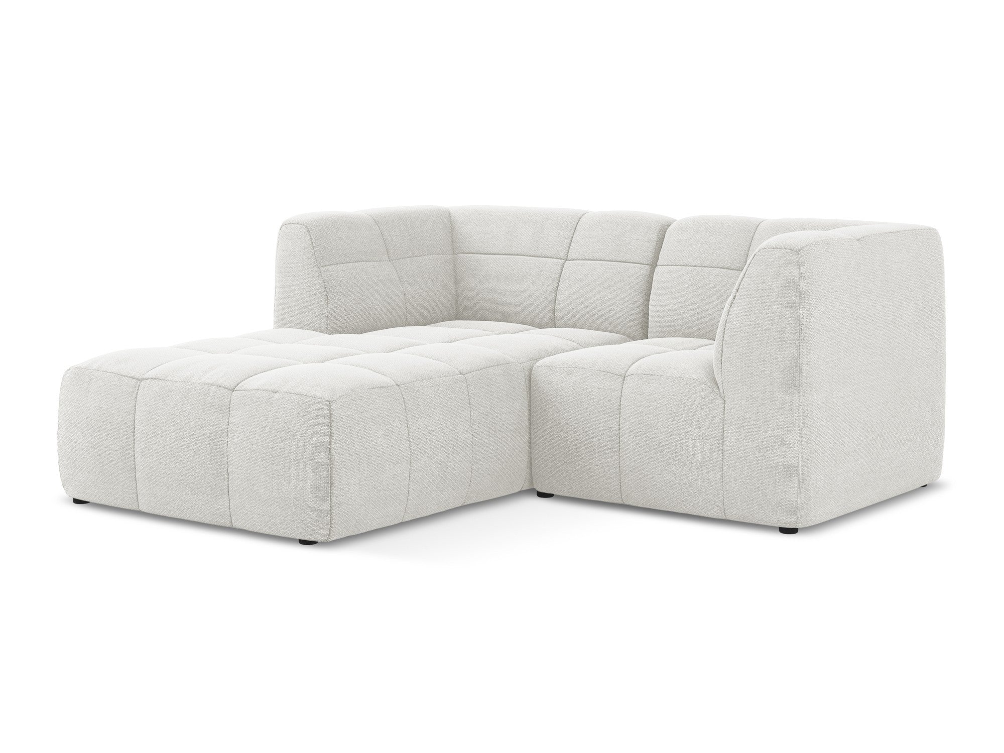 Left-facing modular 2-seater sofa ALOHA white boucle