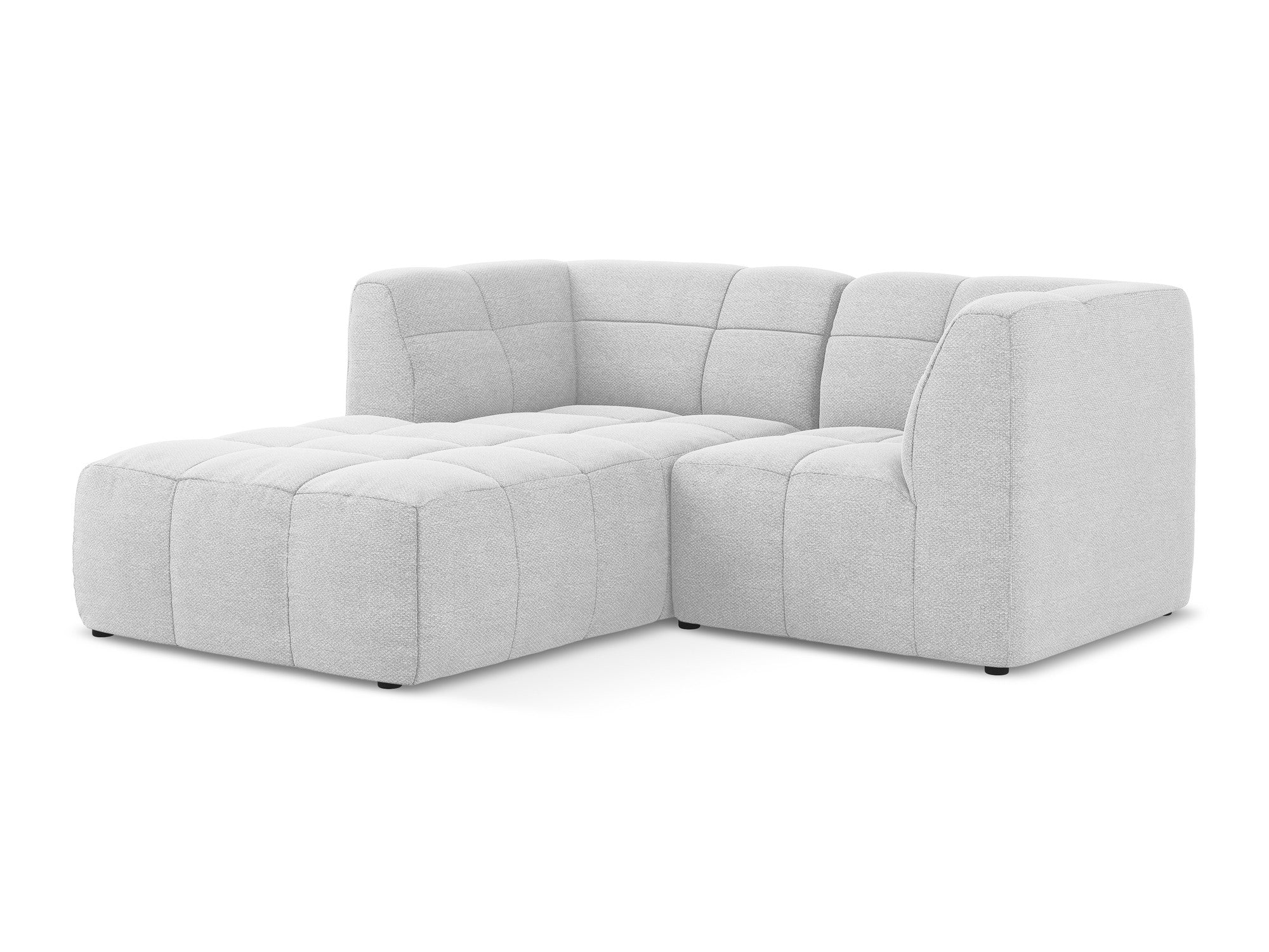 Modulový rohový gauč ľavostranný pre 2 osoby ALOHA strieborný boucle
