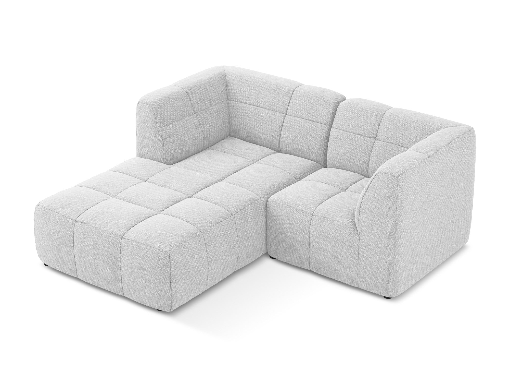 Modulový rohový gauč ľavostranný pre 2 osoby ALOHA strieborný boucle