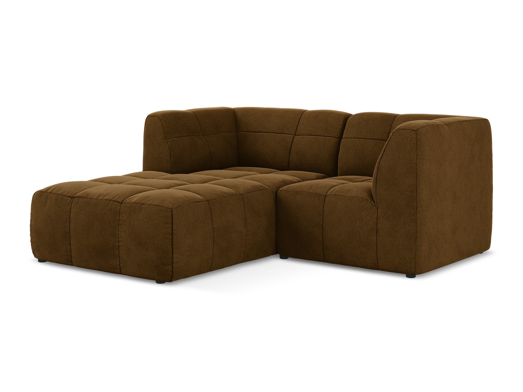 Left-facing velvet modular sofa for 2 people ALOHA mustard