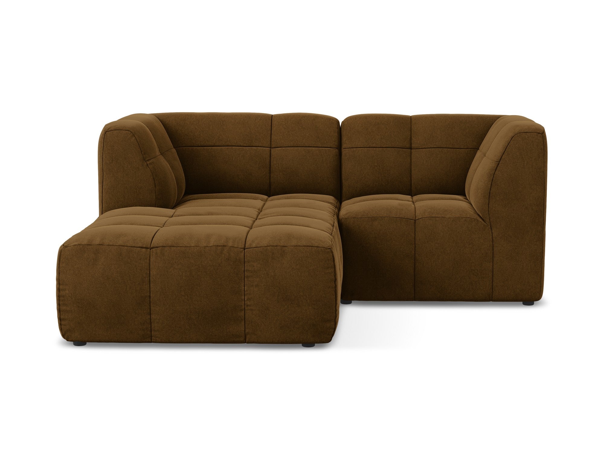 Left-facing velvet modular sofa for 2 people ALOHA mustard