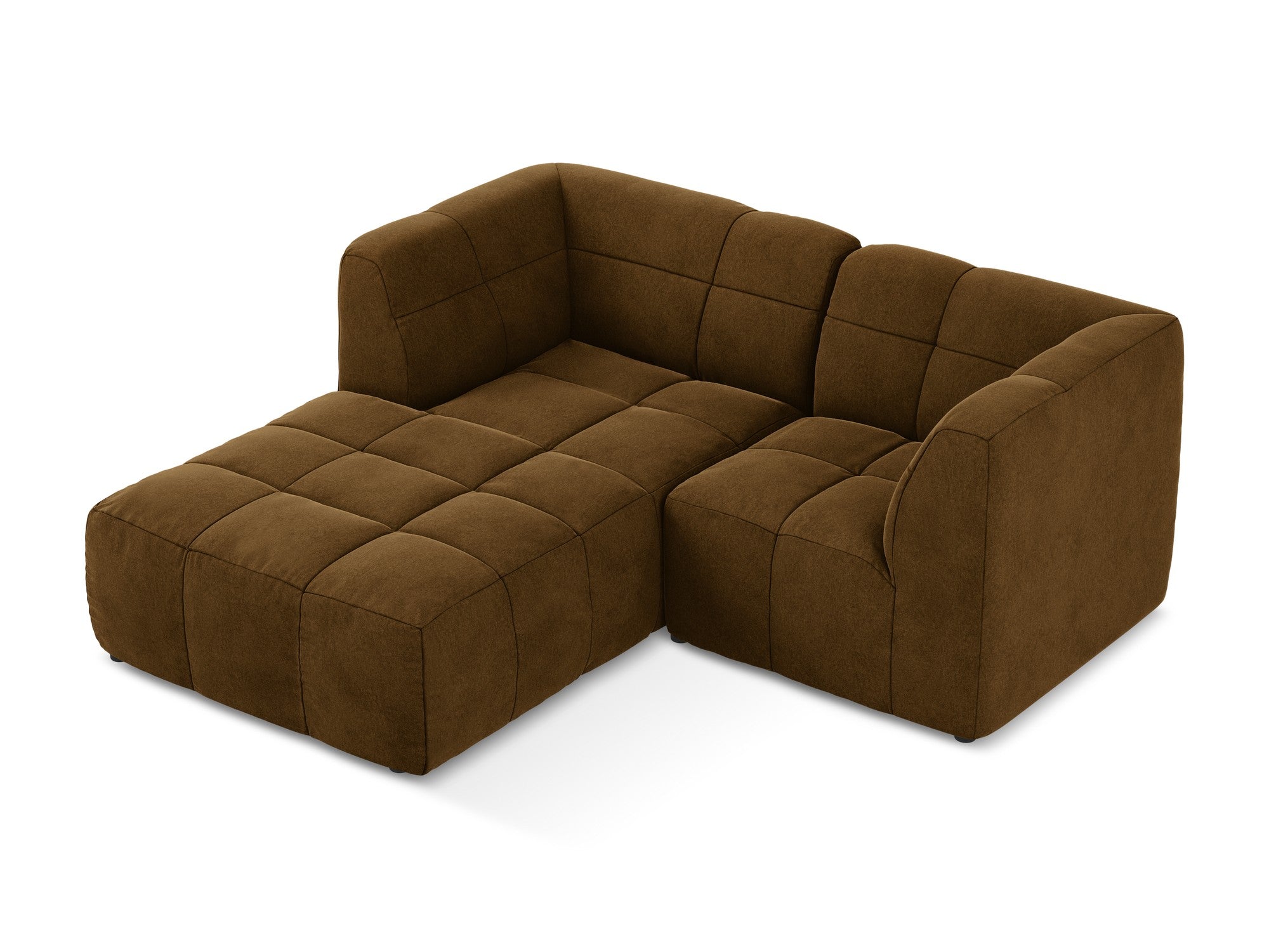 Left-facing velvet modular sofa for 2 people ALOHA mustard