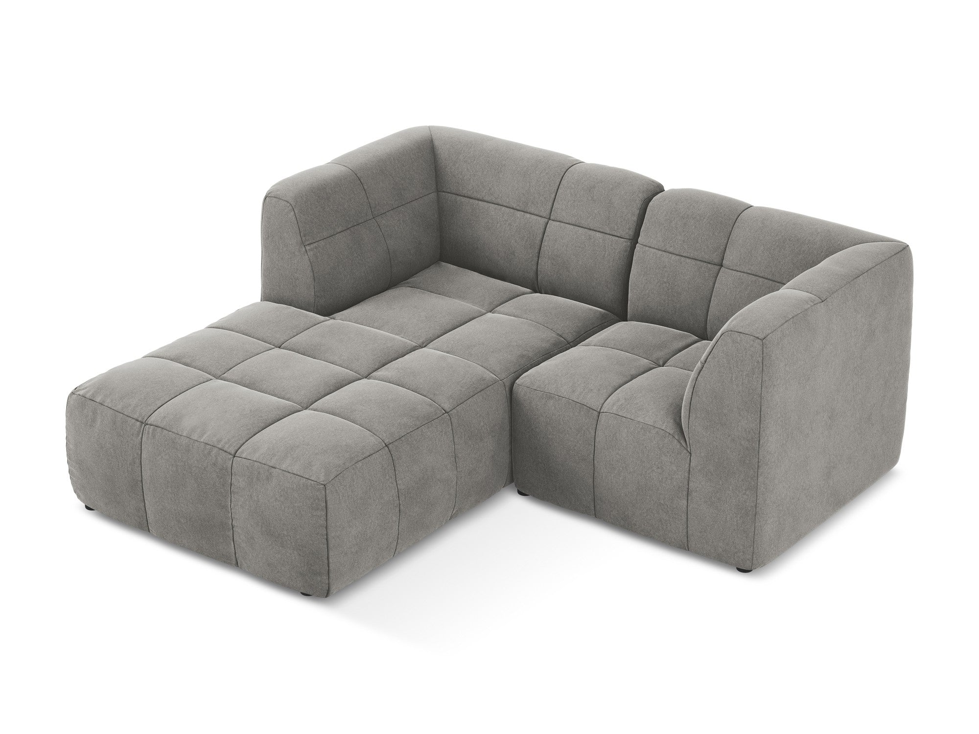 Left-facing velvet modular sofa for two ALOHA in gray