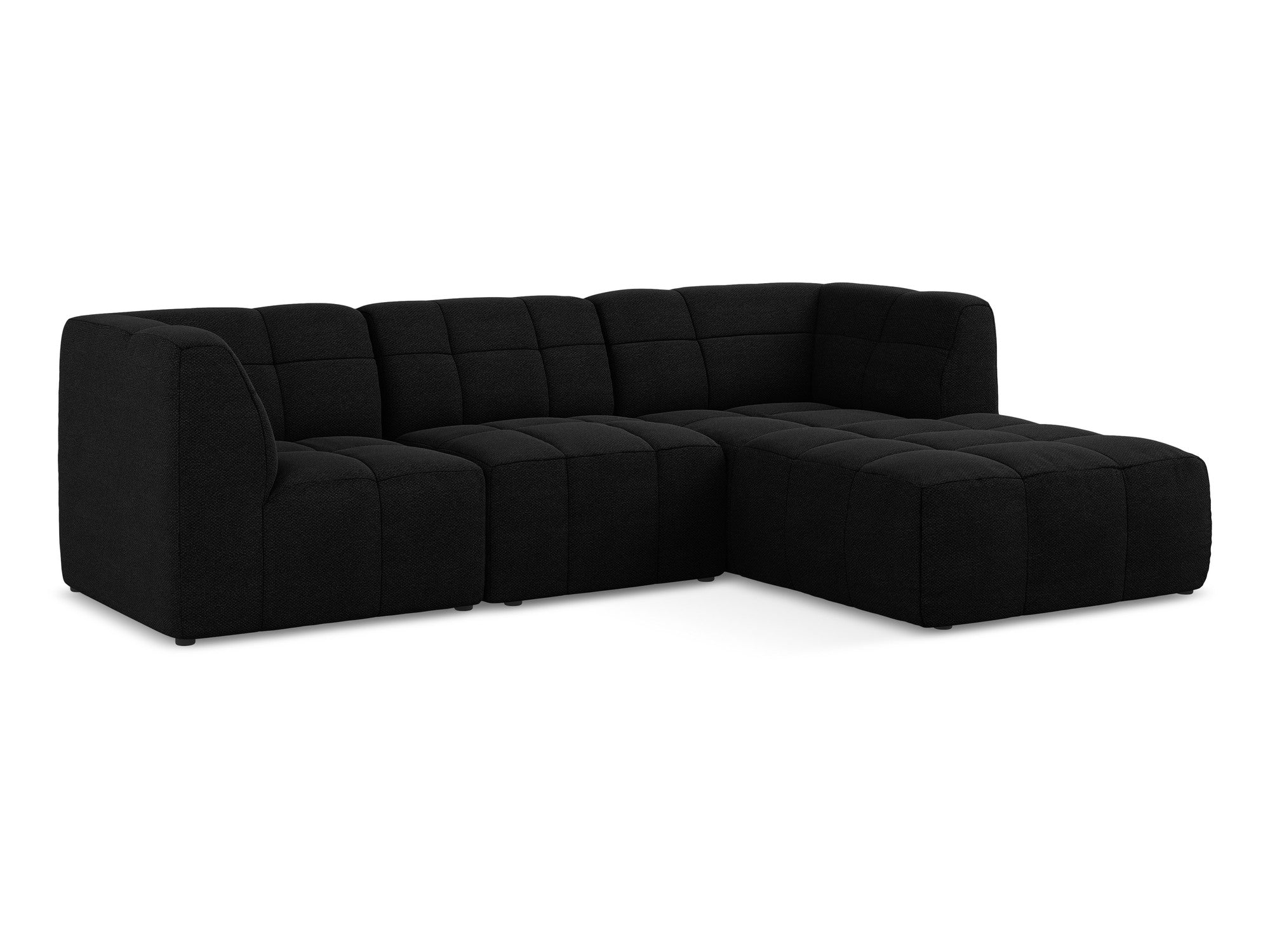 Right-facing modular sofa for 3 people ALOHA black boucle